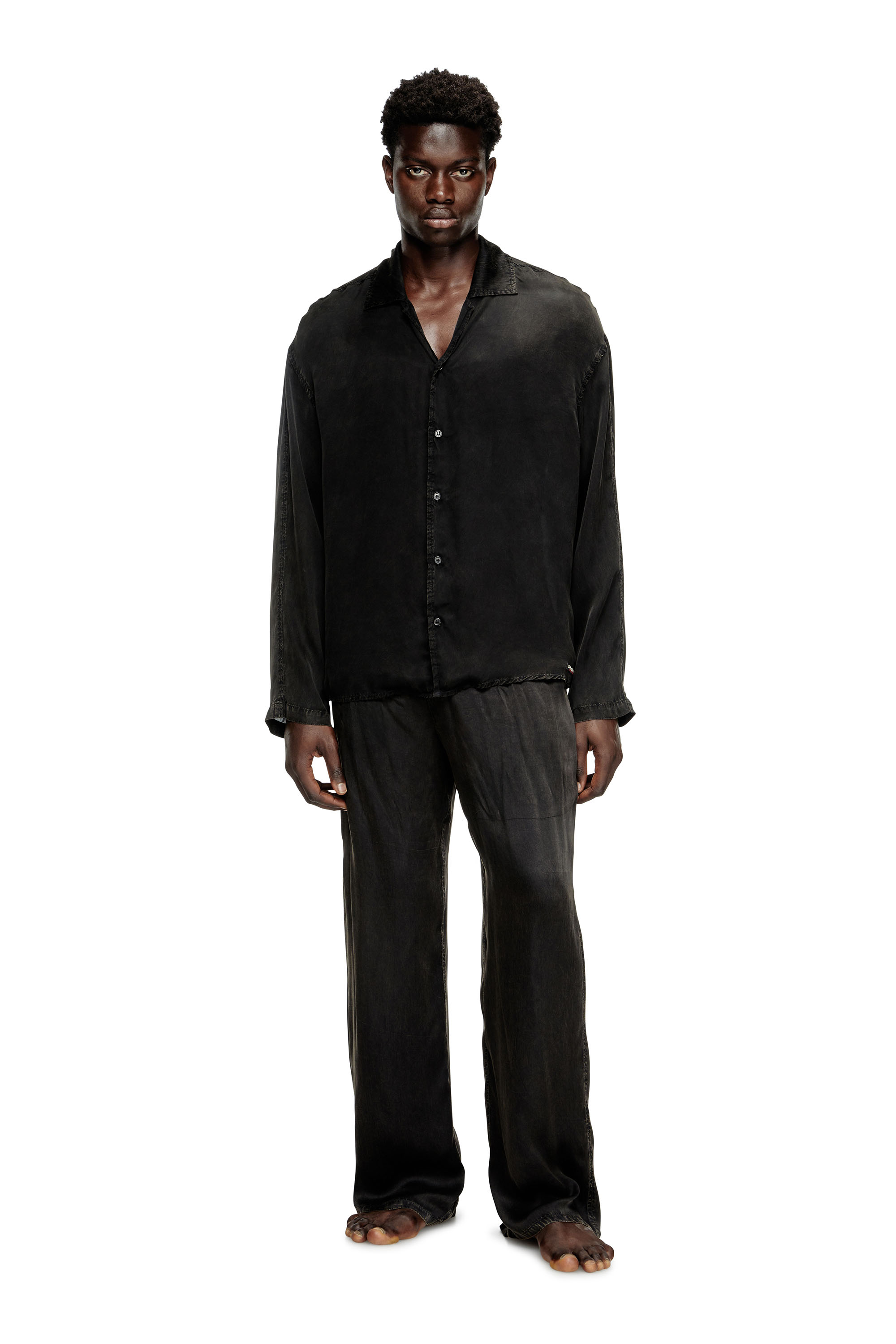 Diesel - SET-KEITH-DNM, Pijama fluido con efecto denim Unisex in Negro - 2