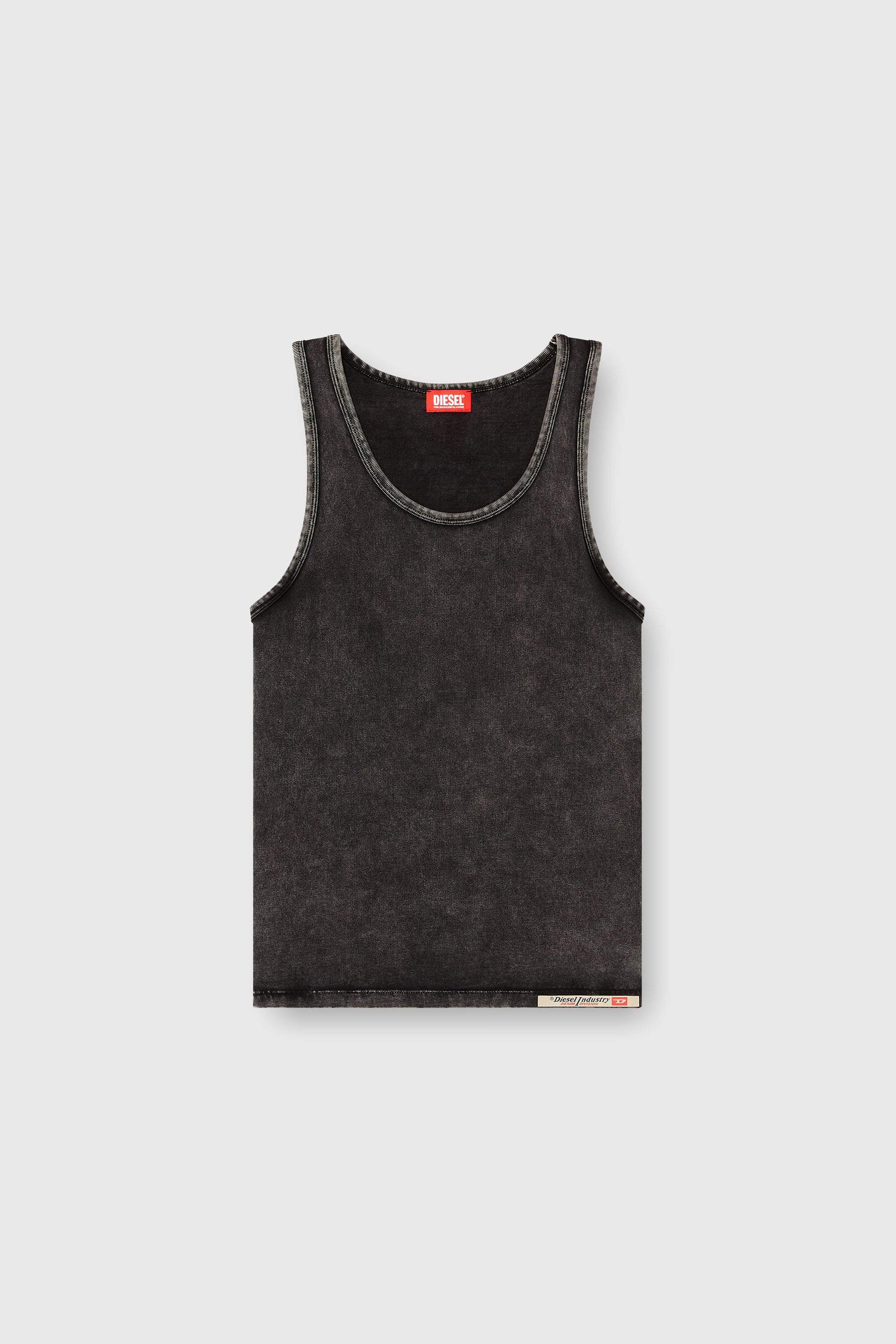 Diesel - WALTY-DNM, Camiseta de tirantes con efecto denim Hombre in Negro - 2