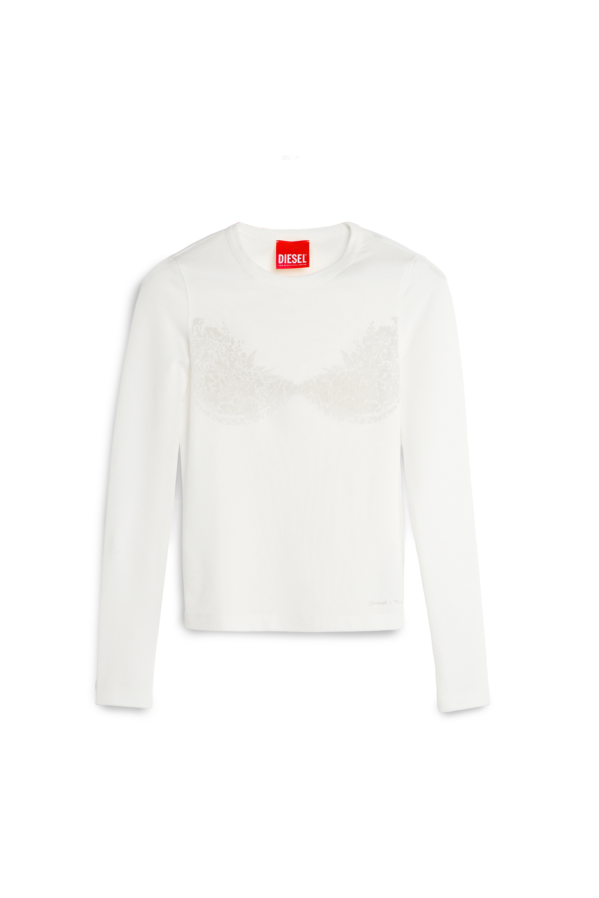 Diesel - PR-T-MOKKI-LS-R, Top con efecto de encaje devor&eacute; Mujer in Blanco - 2