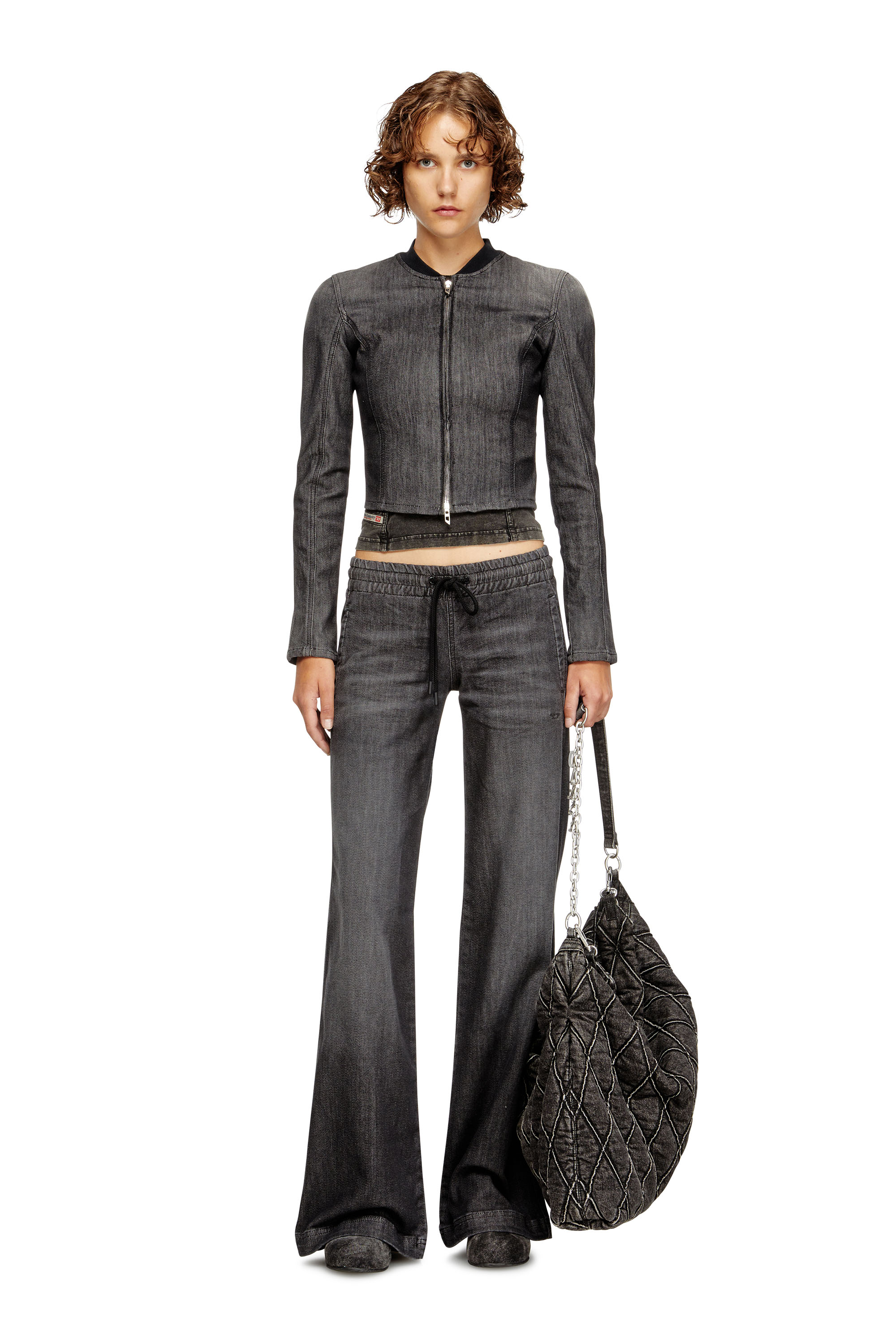 Diesel - Relaxed 2078 D-Ainty Joggjeans® 09M66 Mujer, Negro/Gris oscuro - 2