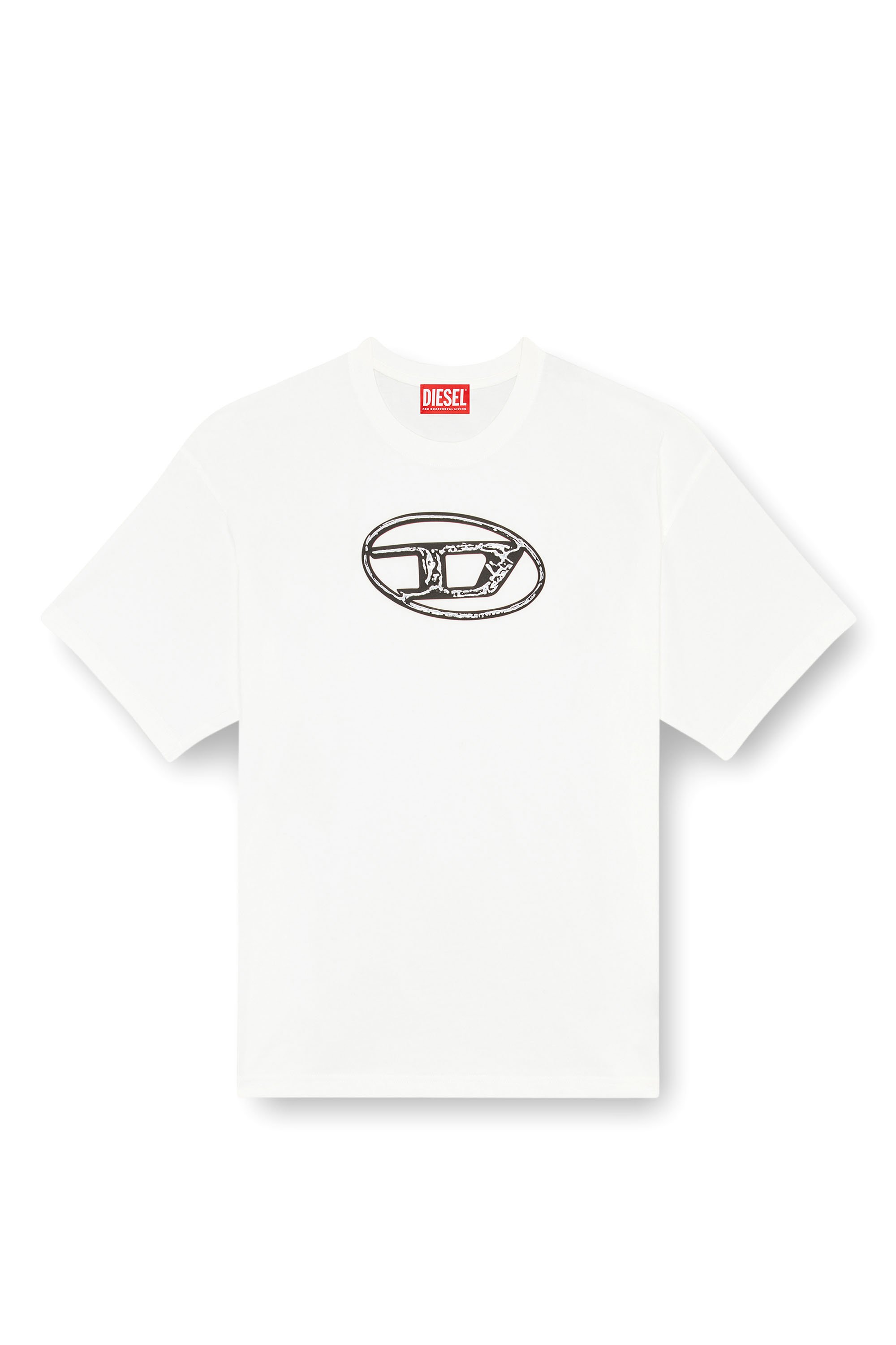 Diesel - T-BOXT-Q22, Hombre Camiseta desteñida con estampado Oval D in Blanco - Image 3