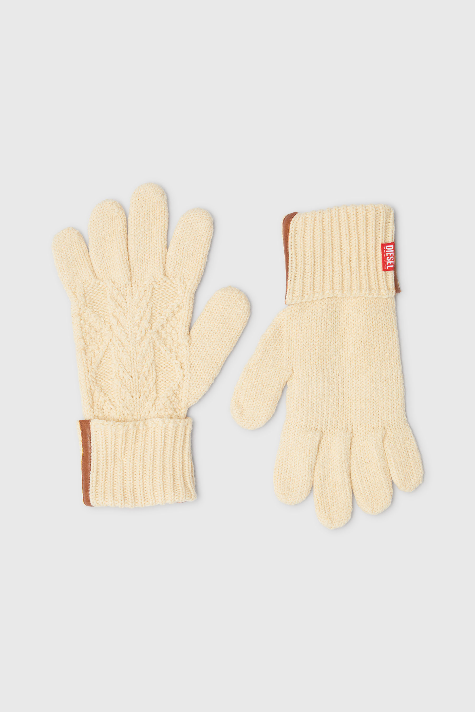Diesel - K-INOTTO, Guantes de punto de lana y algod&oacute;n Unisex in Beige - 1