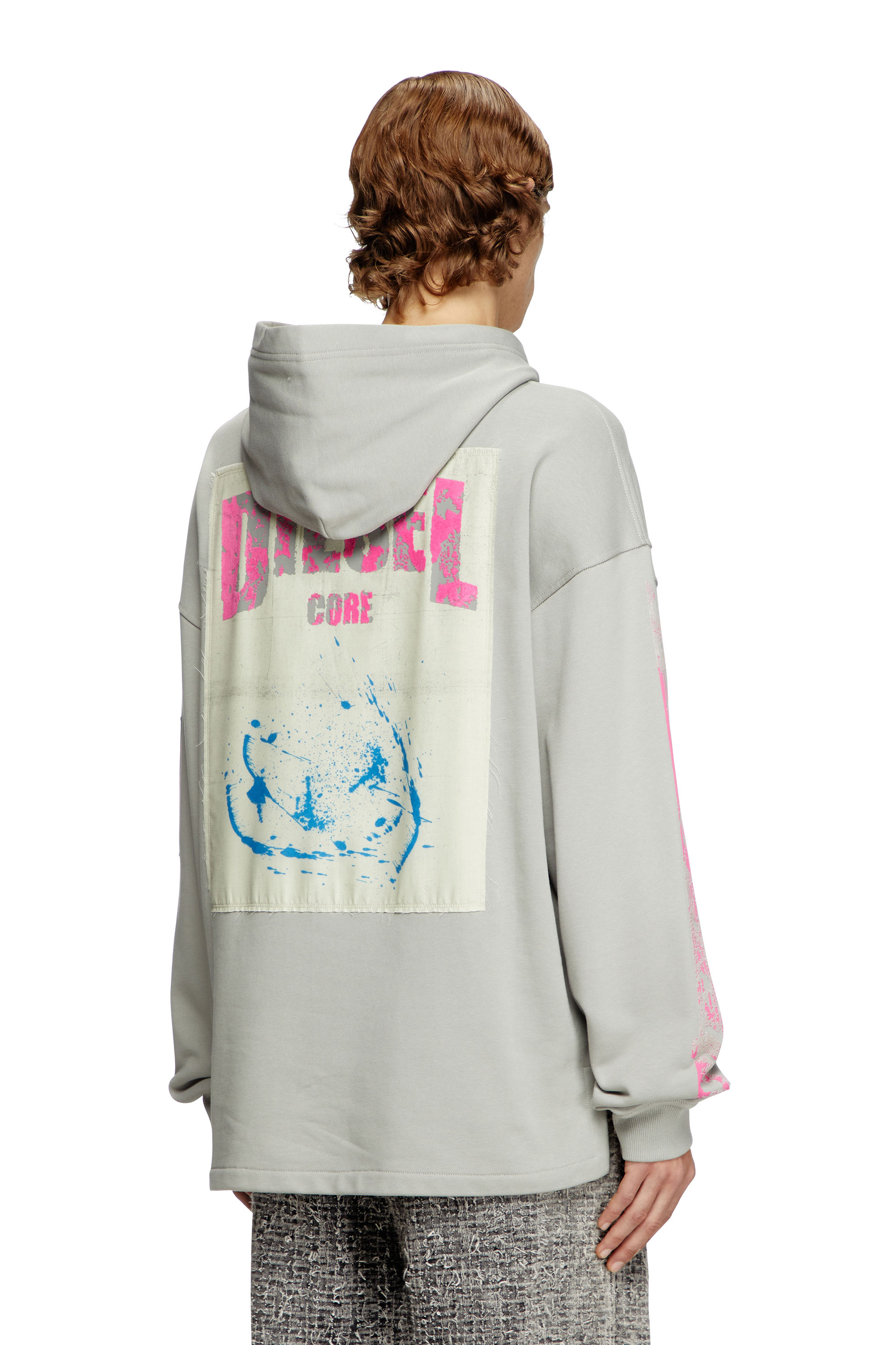 Diesel - S-BAXT-HOOD-R1, Sudadera con capucha, estampados y parches con el logotipo Hombre in Gris - 4