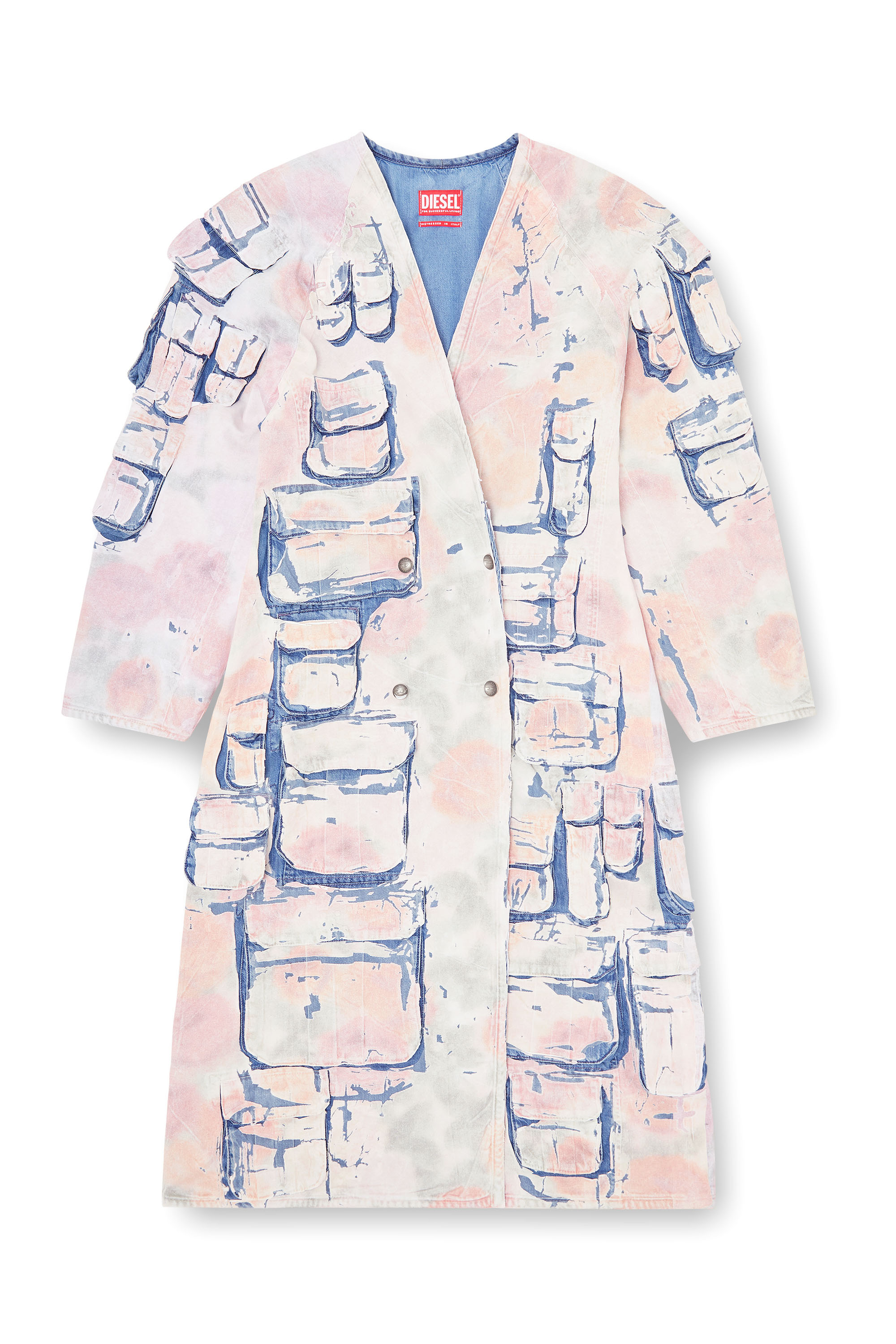 Diesel - DE-SELDOR-FSI, Abrigo vaquero con jersey de cuadros desmontable Mujer in Multicolor - 3