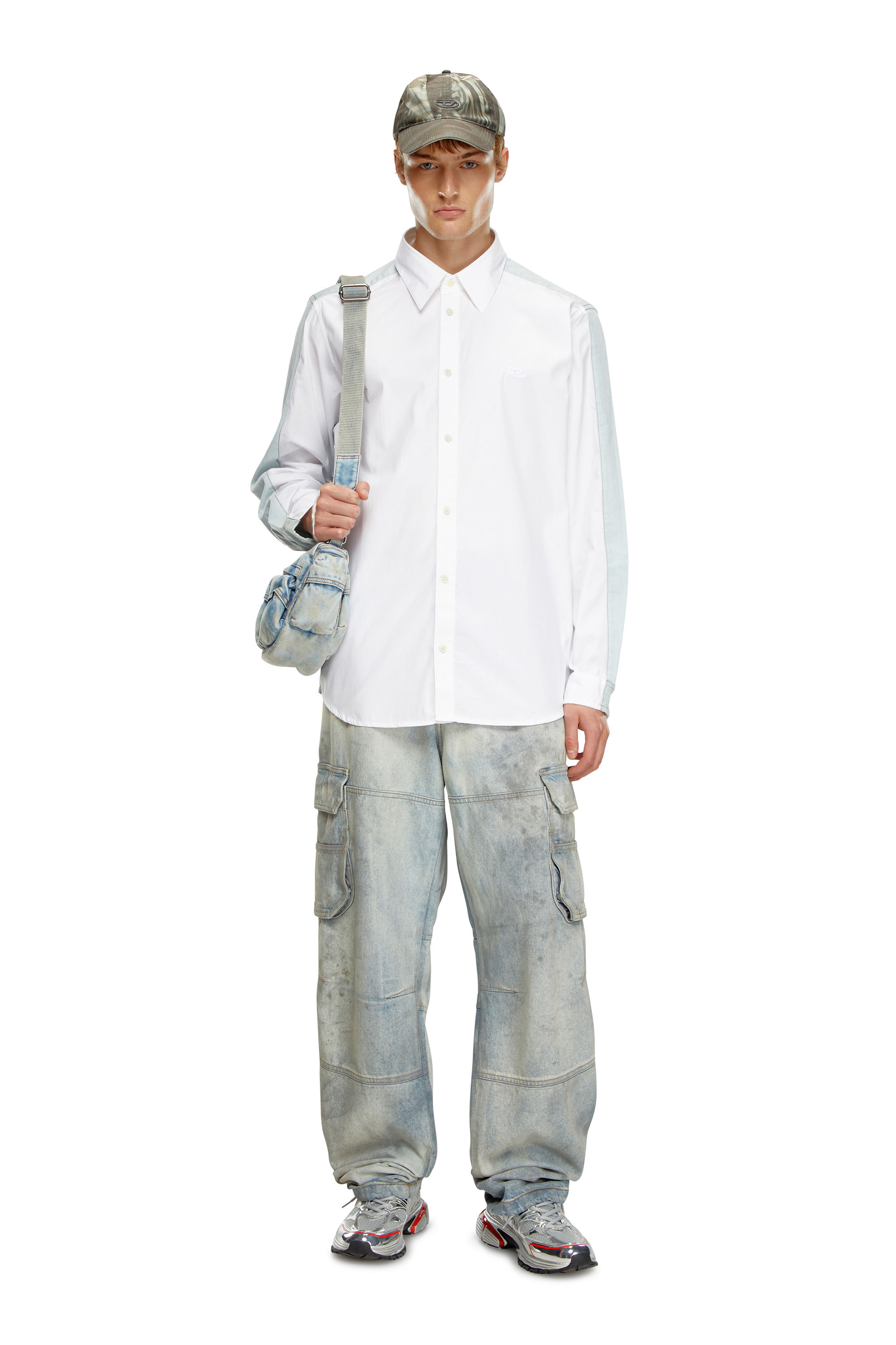 Diesel - S-SIMPLY-DNM, Hombre Camisa de popelín de algodón y denim in Multicolor - Image 2