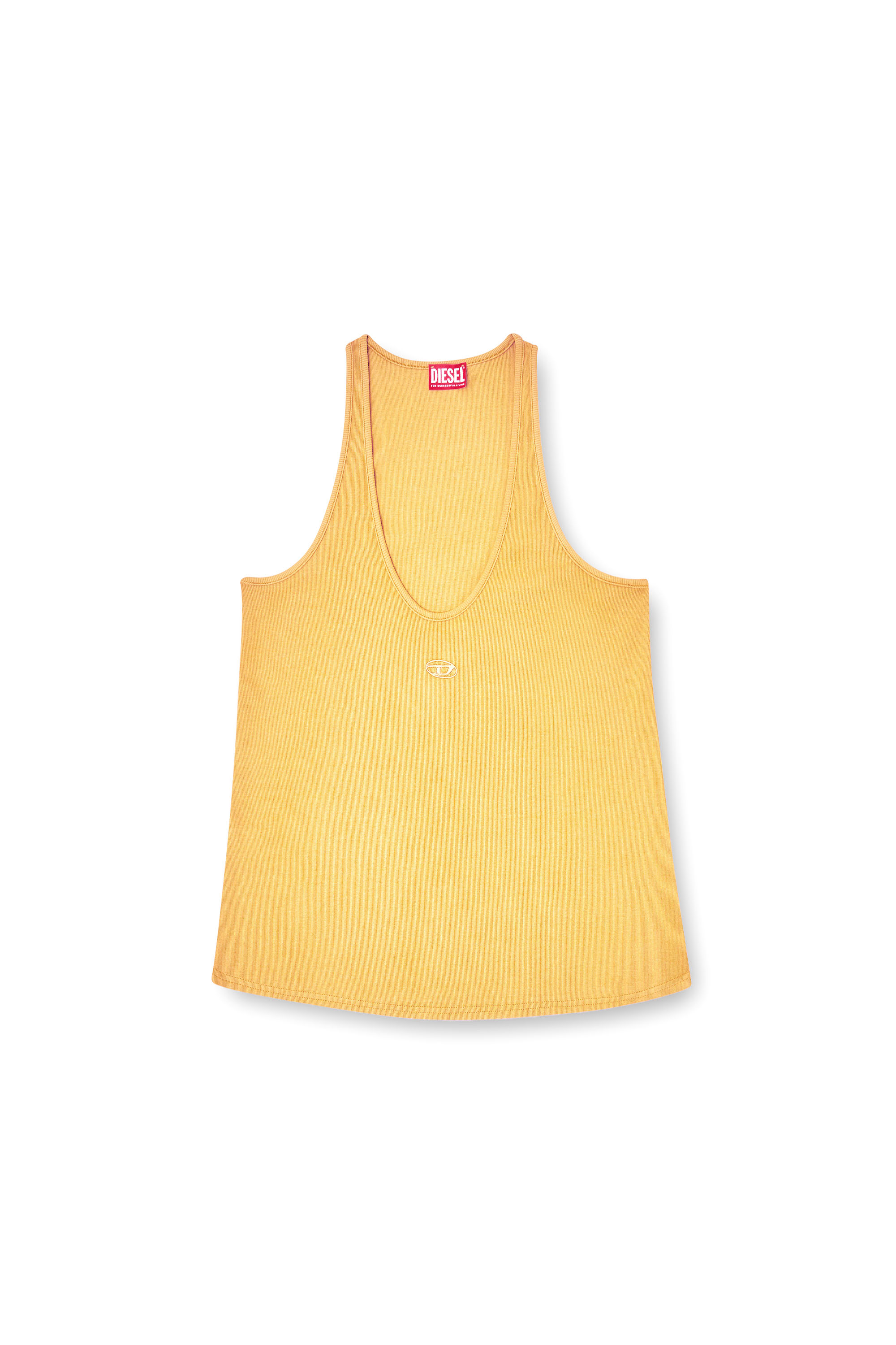 Diesel - T-IPSYA-LKDS, Camiseta con tirantes de canalé con Oval D Mujer in Naranja - 3