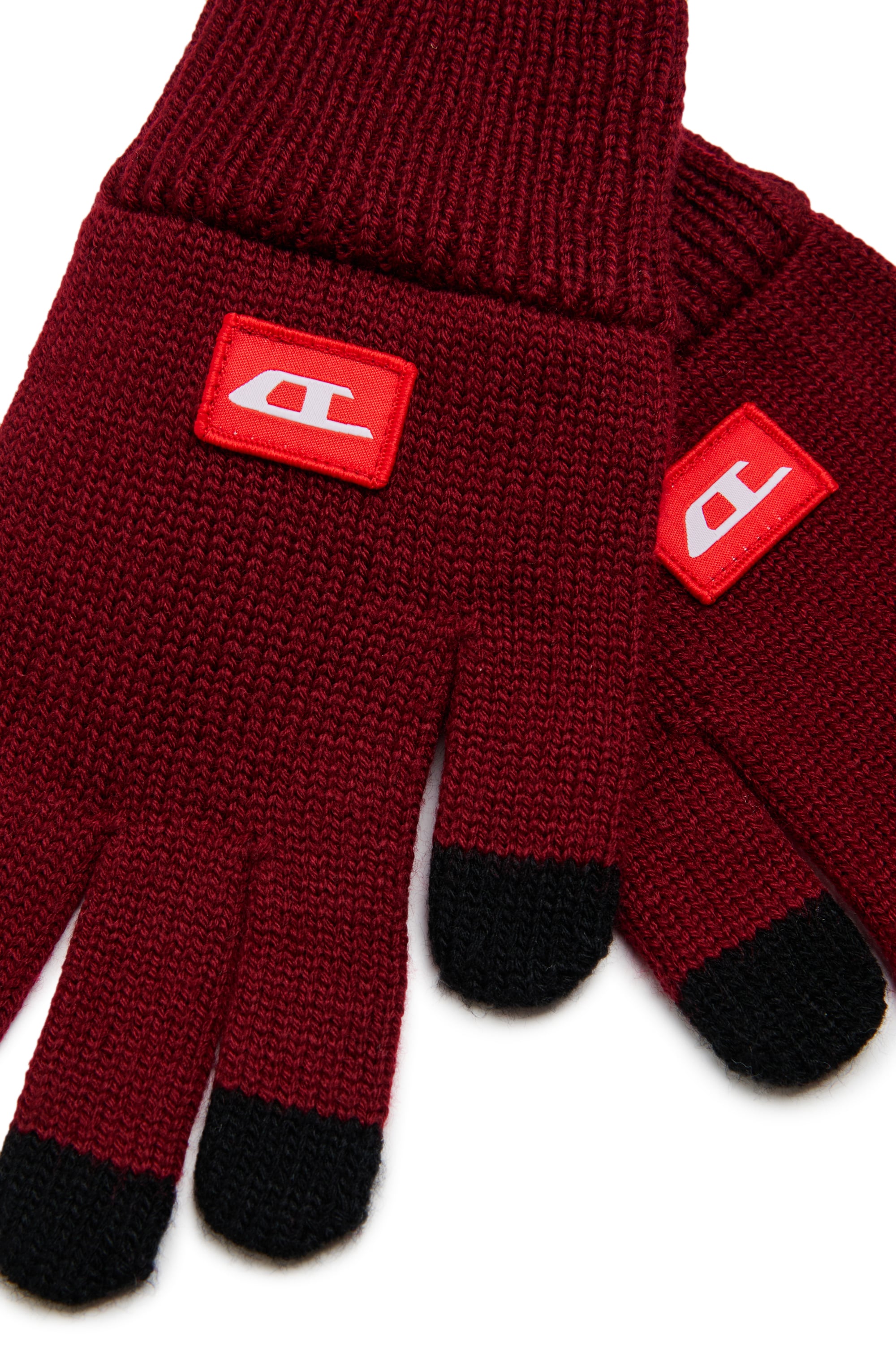 Diesel - NLOT, Guantes t&aacute;ctiles de punto mezcla de lana Unisex in Rojo - 2