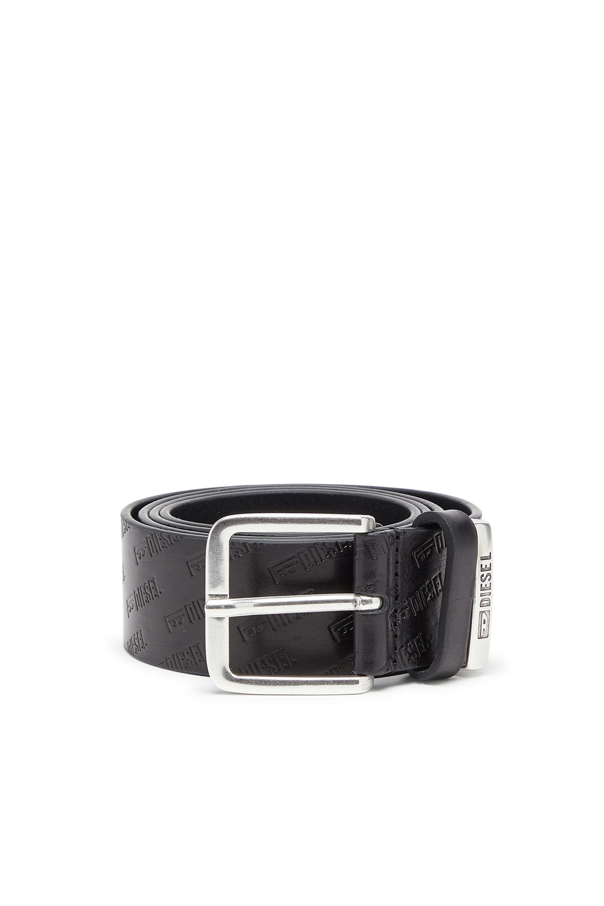 Diesel - B-MONOGRAM DSL, 4 cm cintur&oacute;n de piel con logo Diesel all-over repujado Hombre in Negro - 1