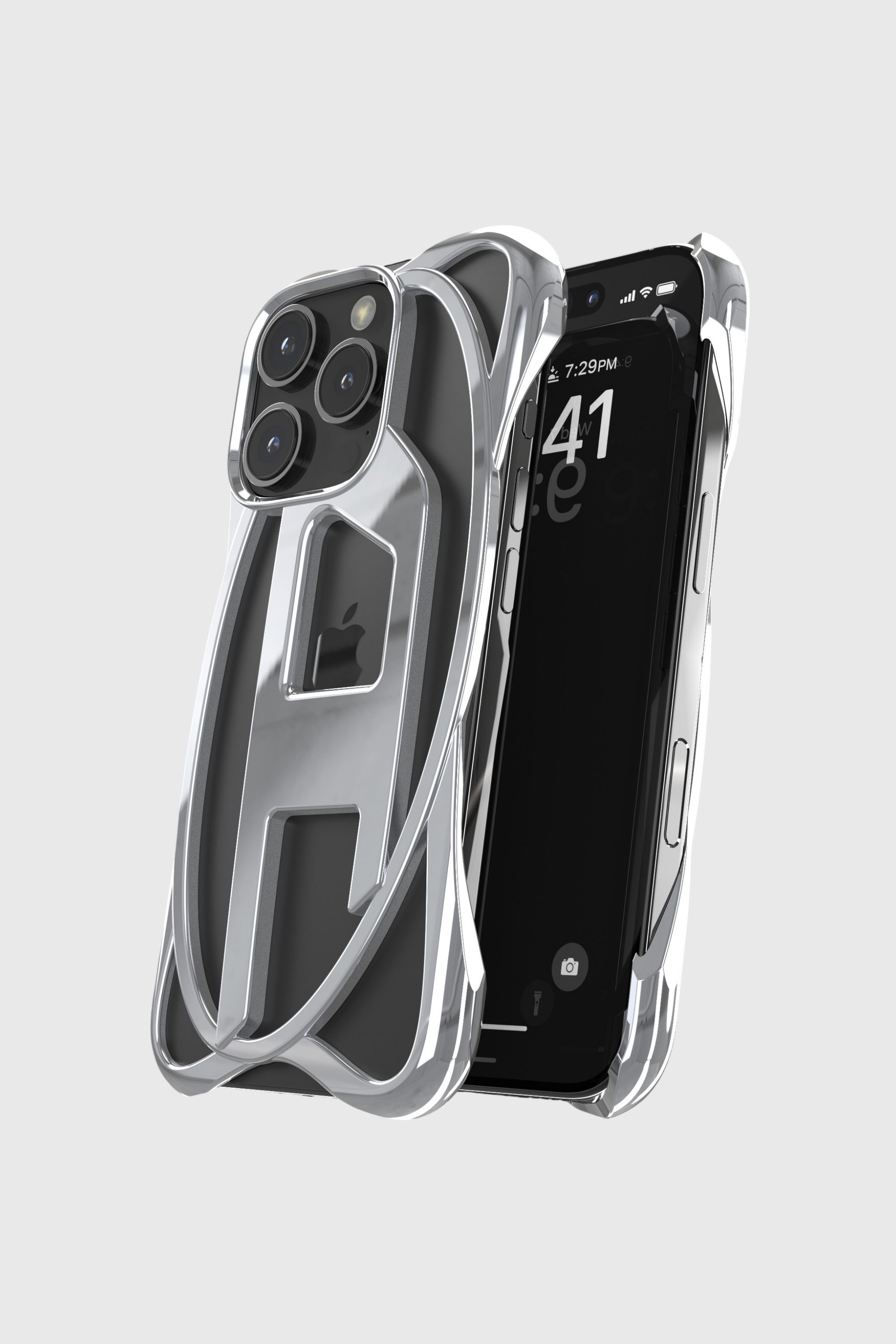 Diesel - 60267 CAGED D CASE, Funda Enrejada D iPhone 16 Pro Unisex in Gris - 4