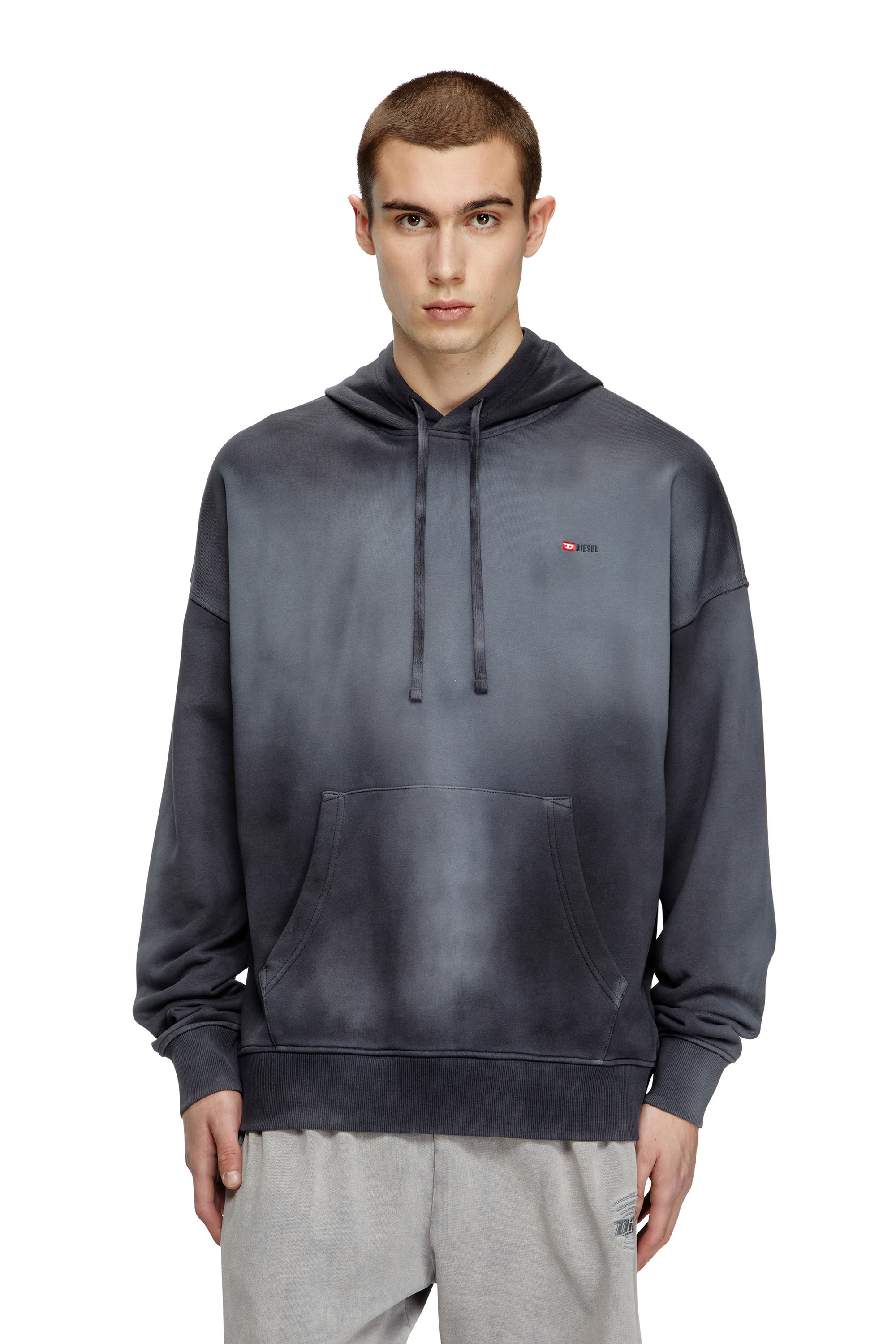 Diesel - S-ROB-HOOD-R2, Sudadera desteñida con bordado de logotipo micro Hombre in Negro - 1