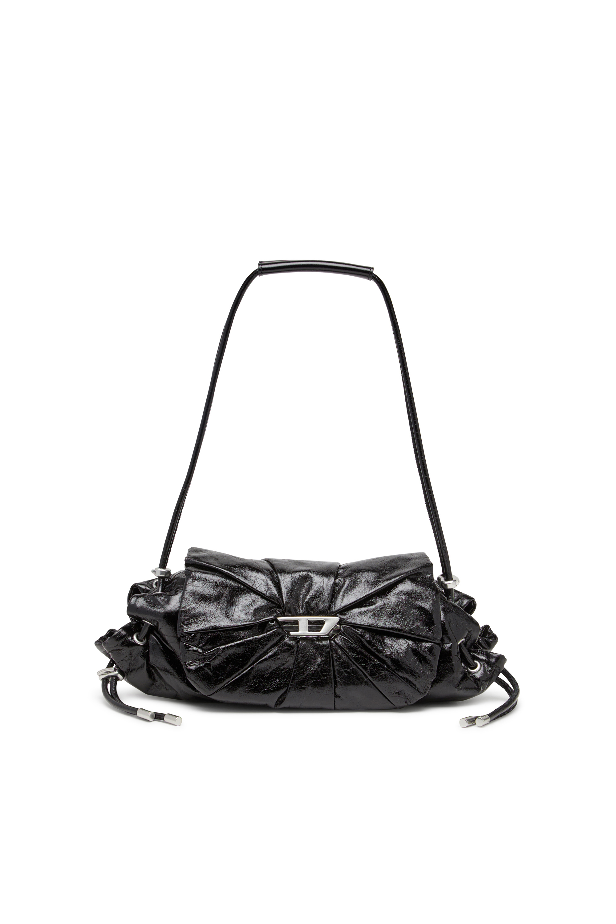 Diesel - SCRUNCH-D SHOULDER S, Scrunch-D S-Bolso de hombro de cuero arrugado Mujer in Negro - 1
