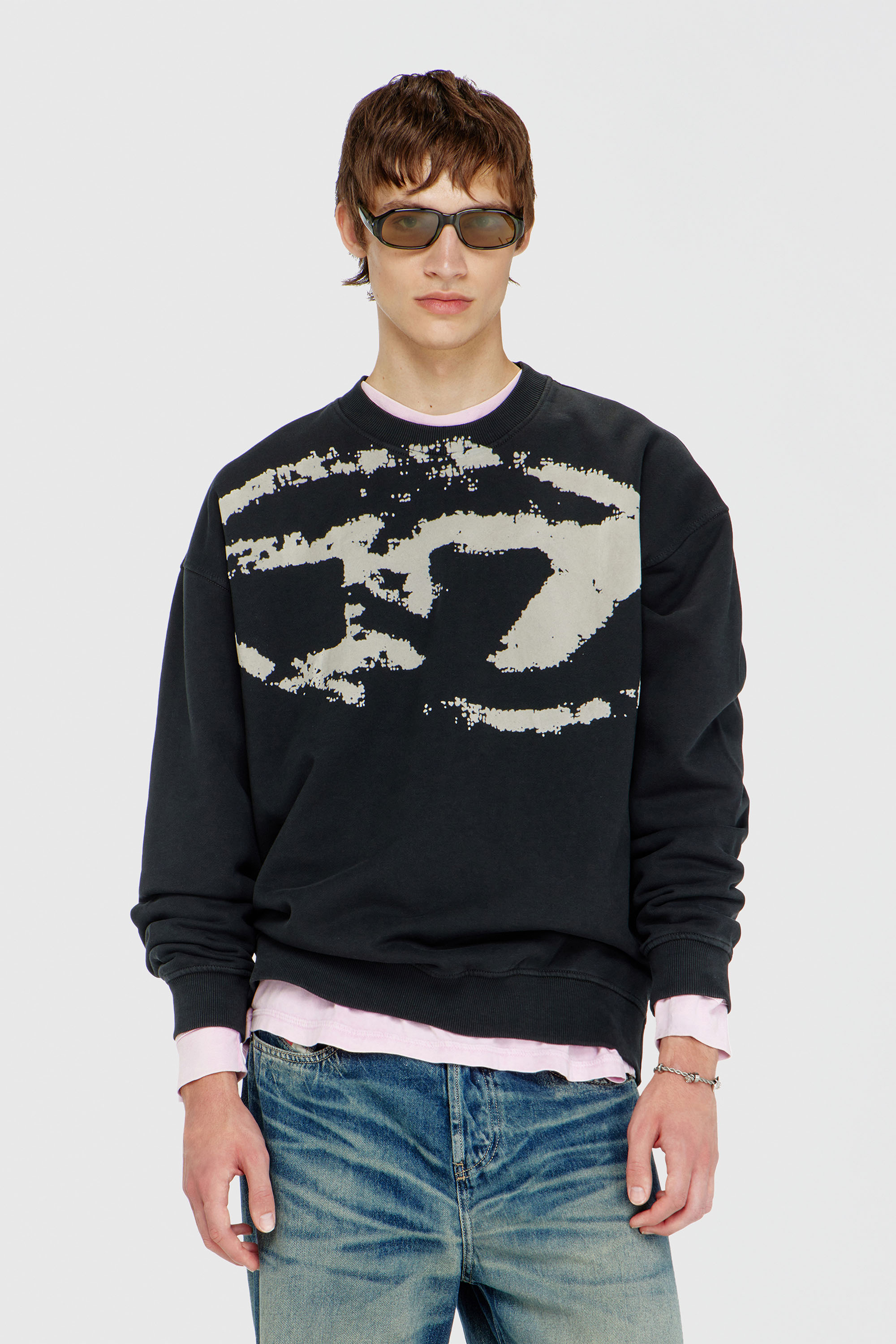 Diesel - S-BOXT-N5, Sudadera de algod&oacute;n con Oval D flocado Hombre in Negro - 3