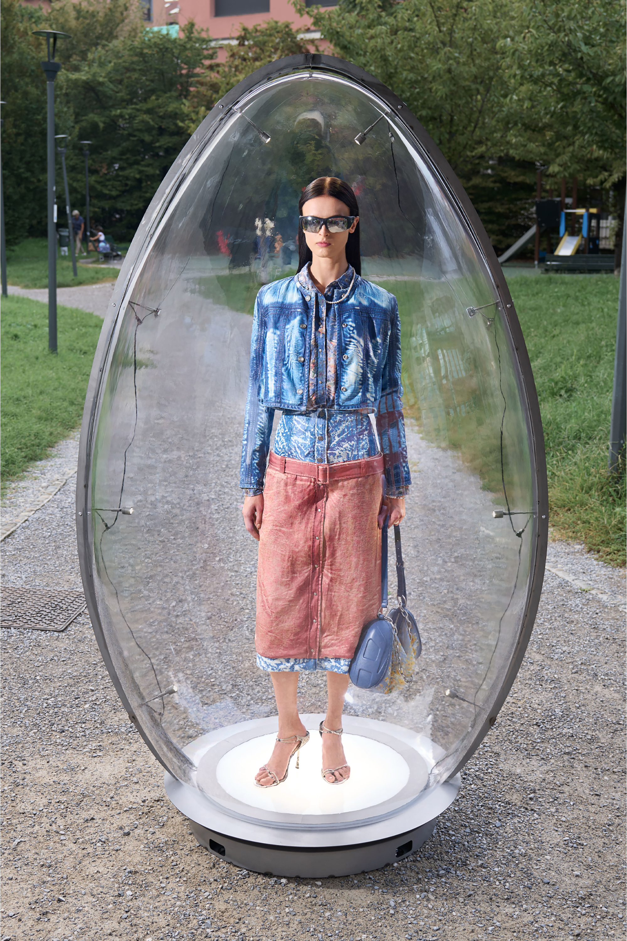 Diesel - O-SSIDO, Falda midi con efecto de capas Mujer in Multicolor - 6