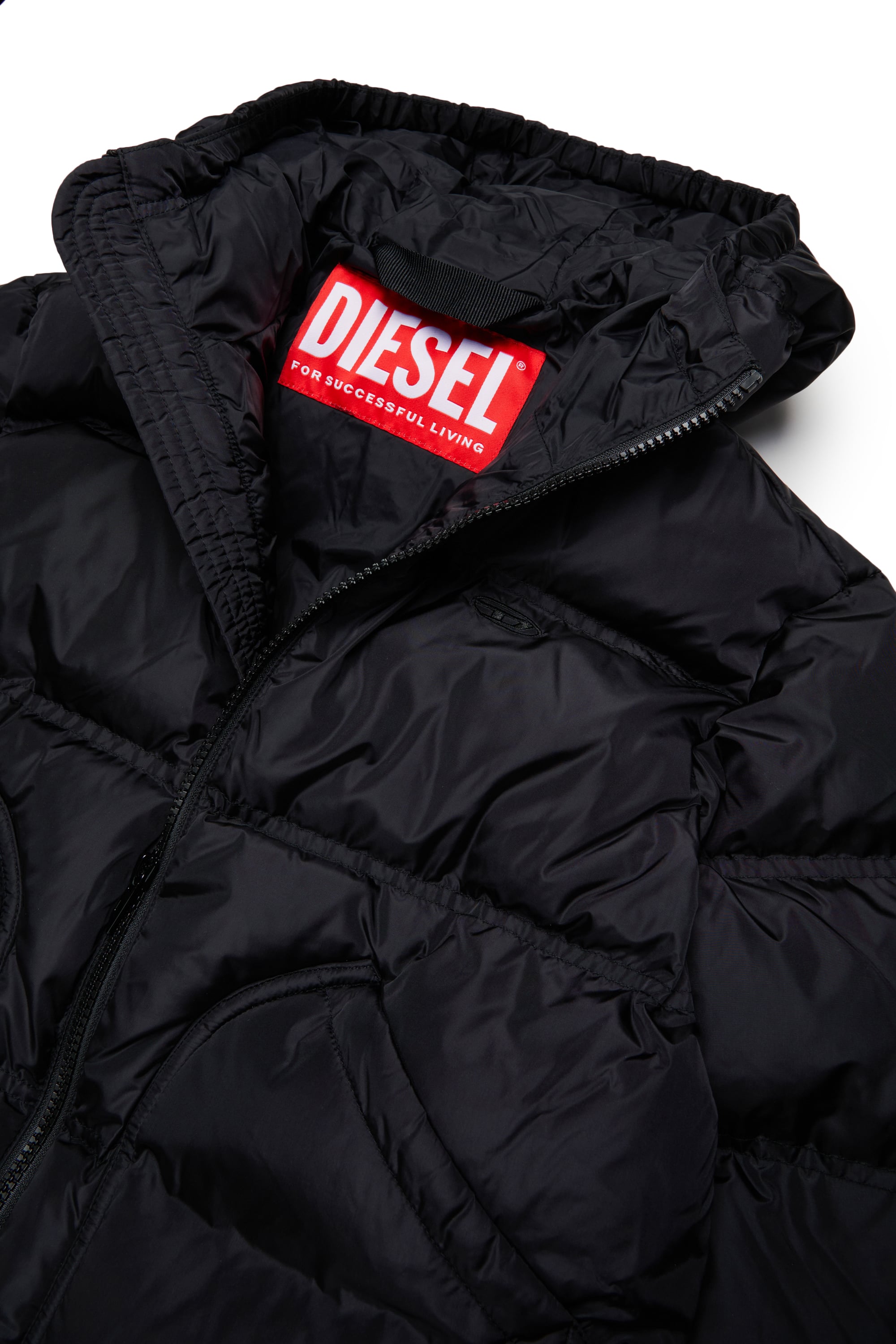 Diesel - JRIVONLONG, Abrigo acolchado con bolsillos oversize Unisex in Negro - 3