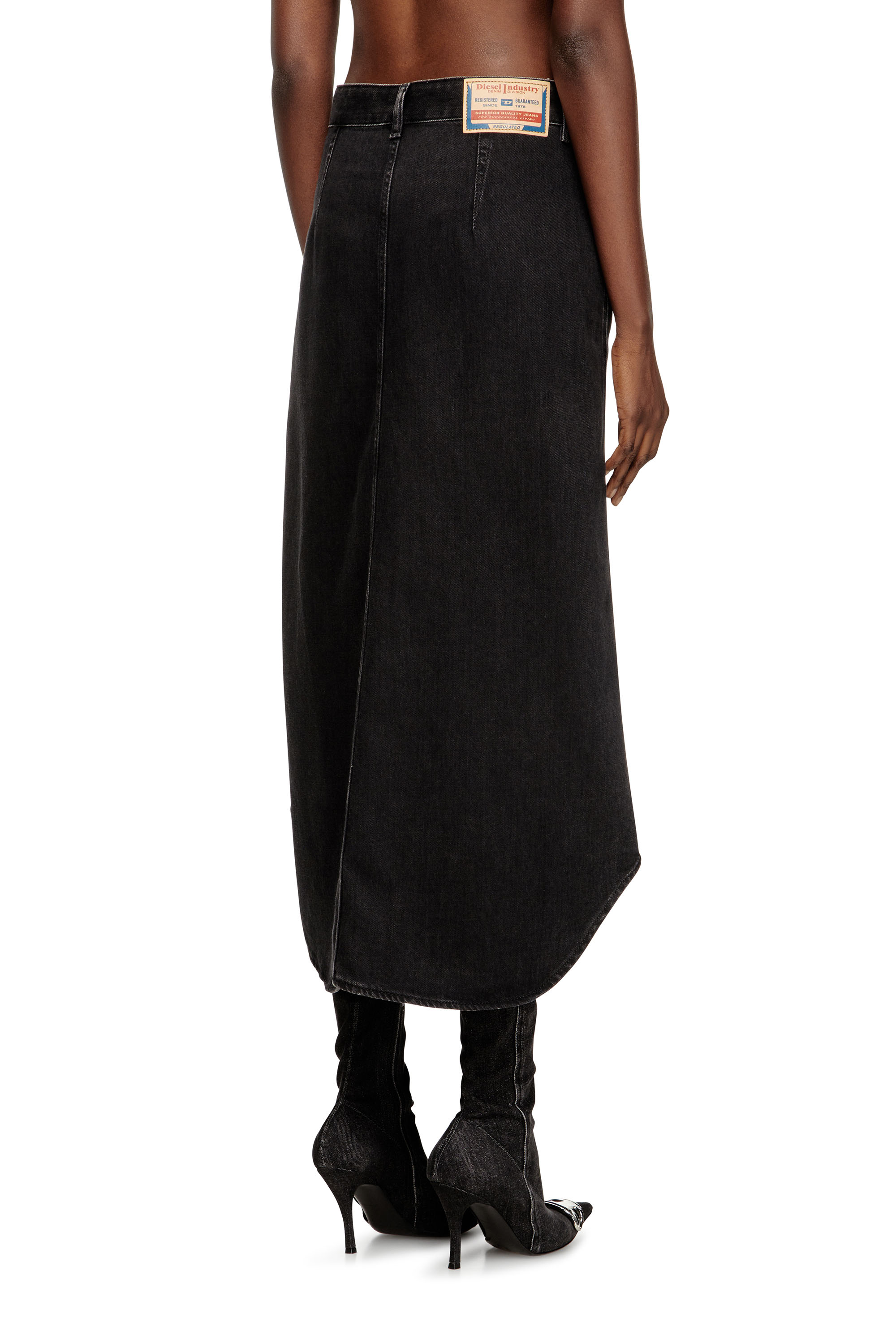 Diesel - DE-ARD-LONG, Falda midi de mezclilla Mujer in Negro - 3