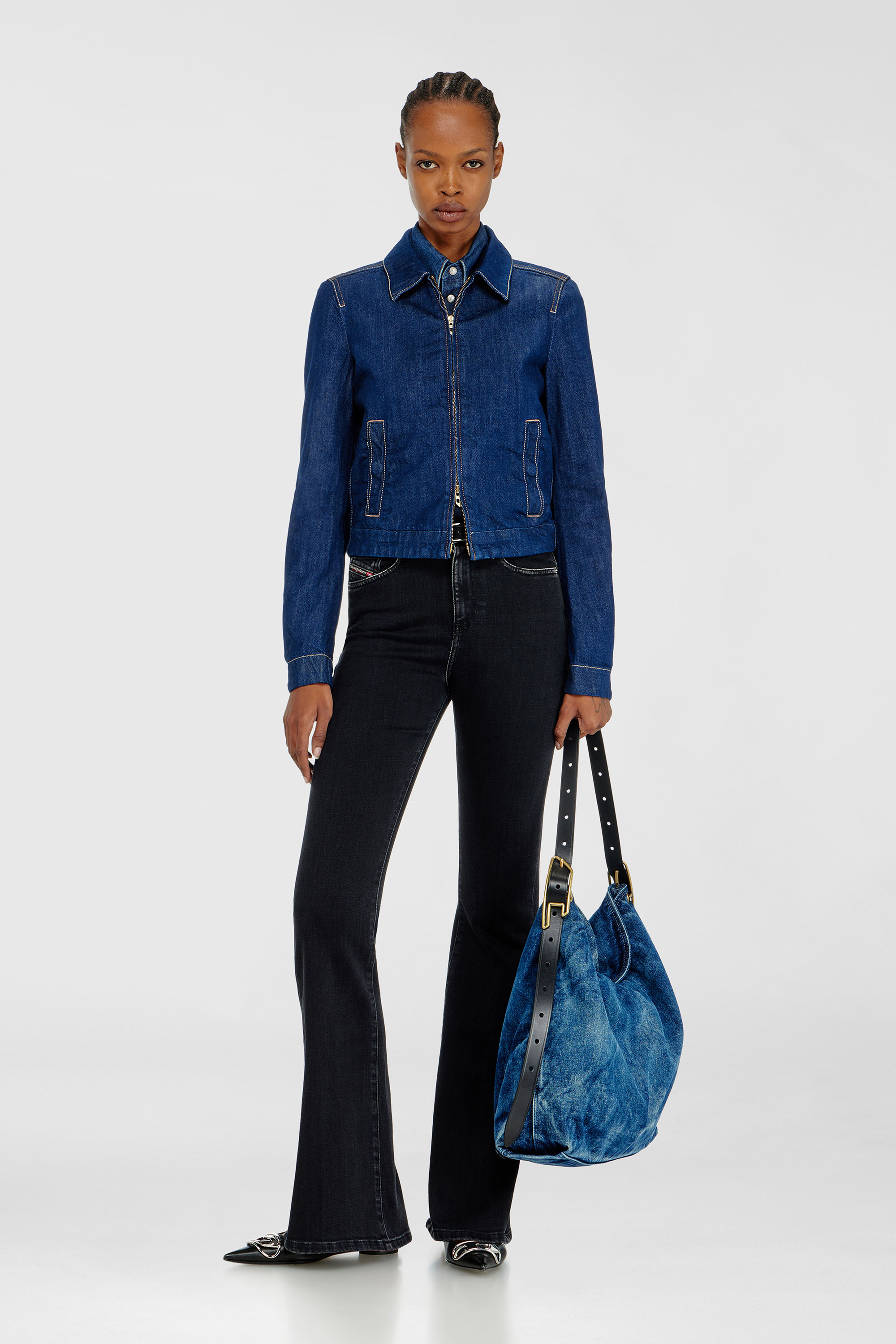 Diesel - DE-CORB, Coach jacket en rinse denim Mujer in Azul marino - 1