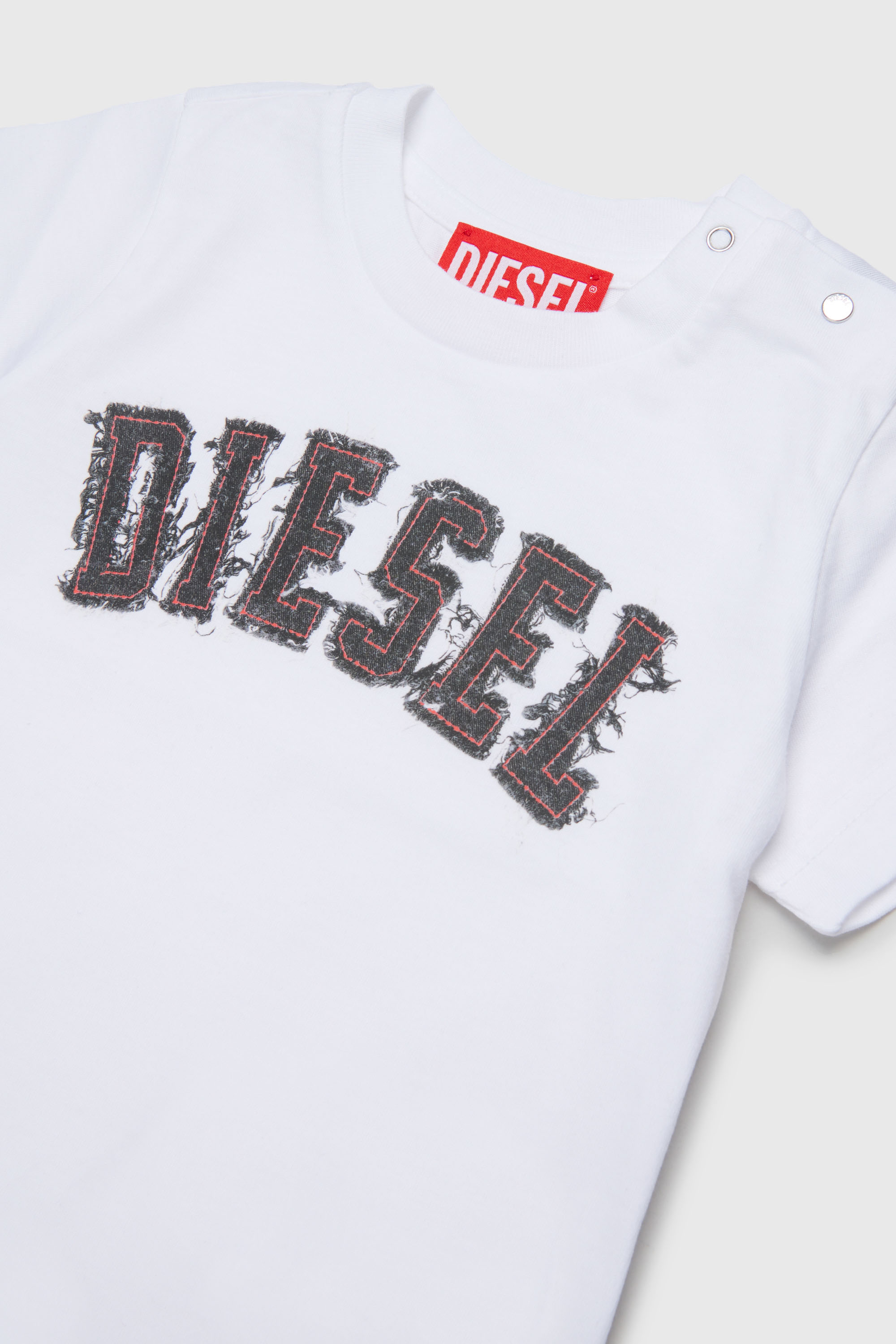 Diesel - TEANSB, Camiseta de algod&oacute;n con logo efecto deshilachado Hombre in Blanco - 3