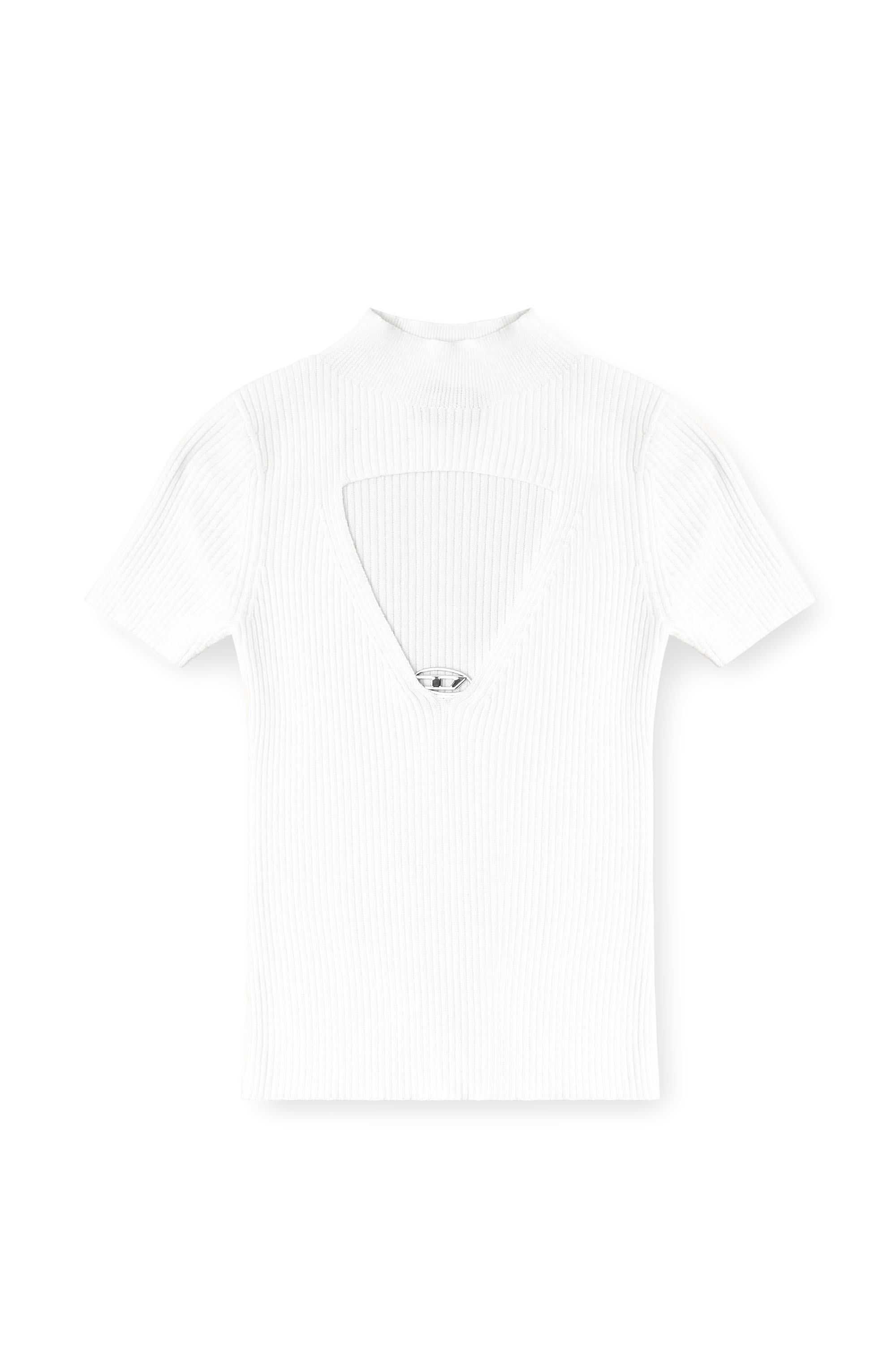 Diesel - M-OLIVE, Top de punto de lana con recortes Mujer in Blanco - 2