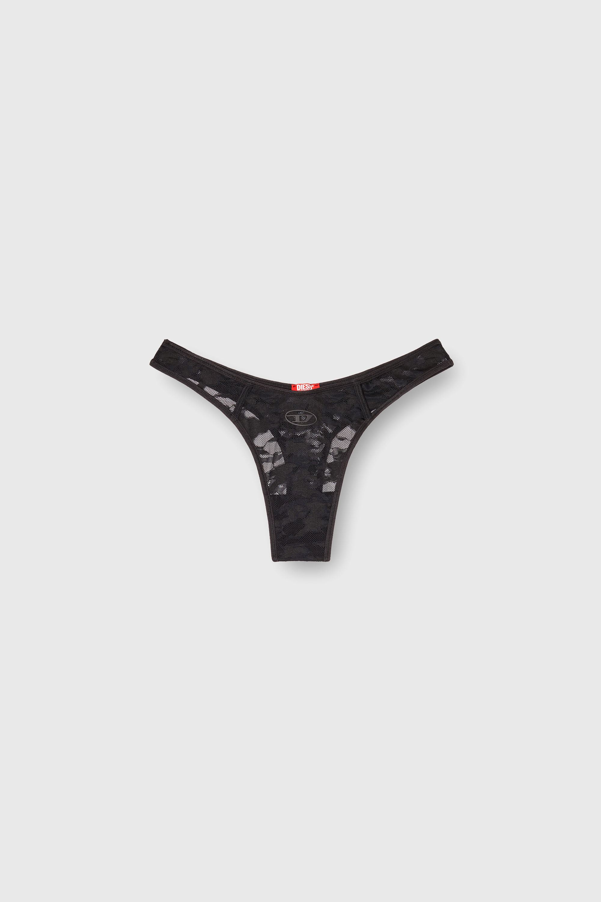 Diesel - MICRO-PUNCHY-UTLT, Tanga de encaje de nailon con Oval D Mujer in Negro - 2