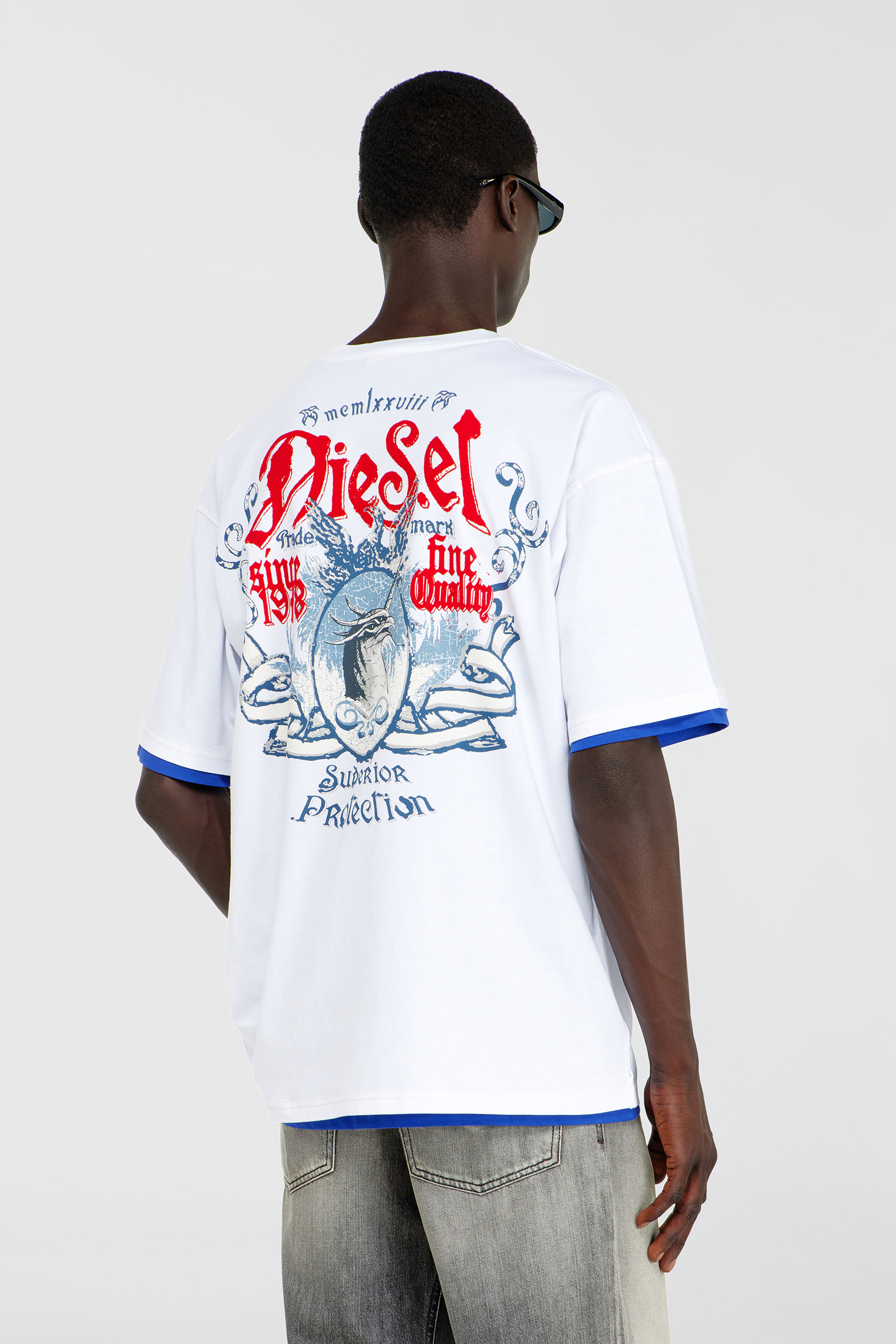 Diesel - T-BOXT-AA2, Camiseta de algod&oacute;n con gr&aacute;fico flocado Hombre in Blanco - 4