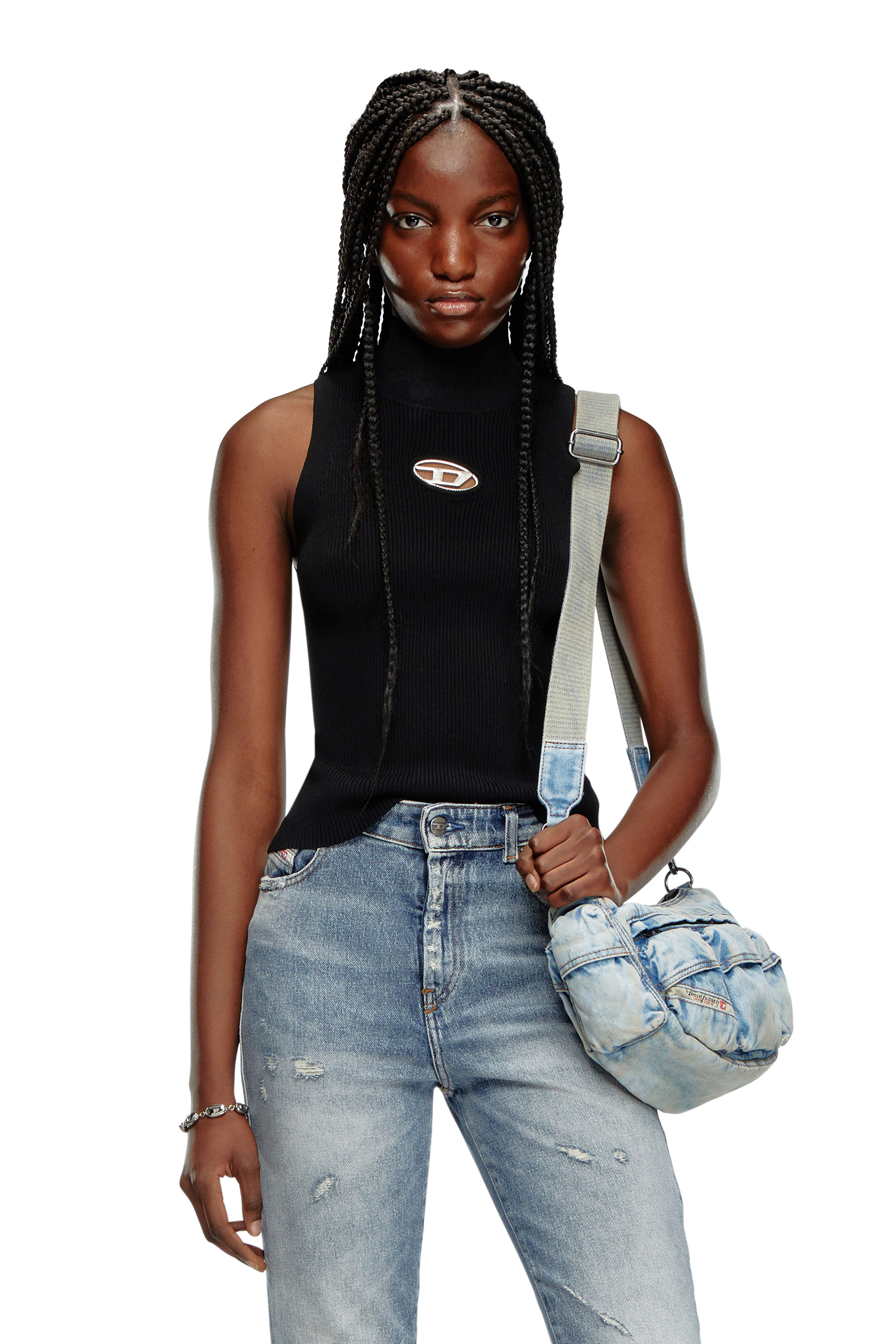 Diesel - M-ONERVAX-TOP, Top de cuello alto de punto de canalé Mujer in Multicolor - 3