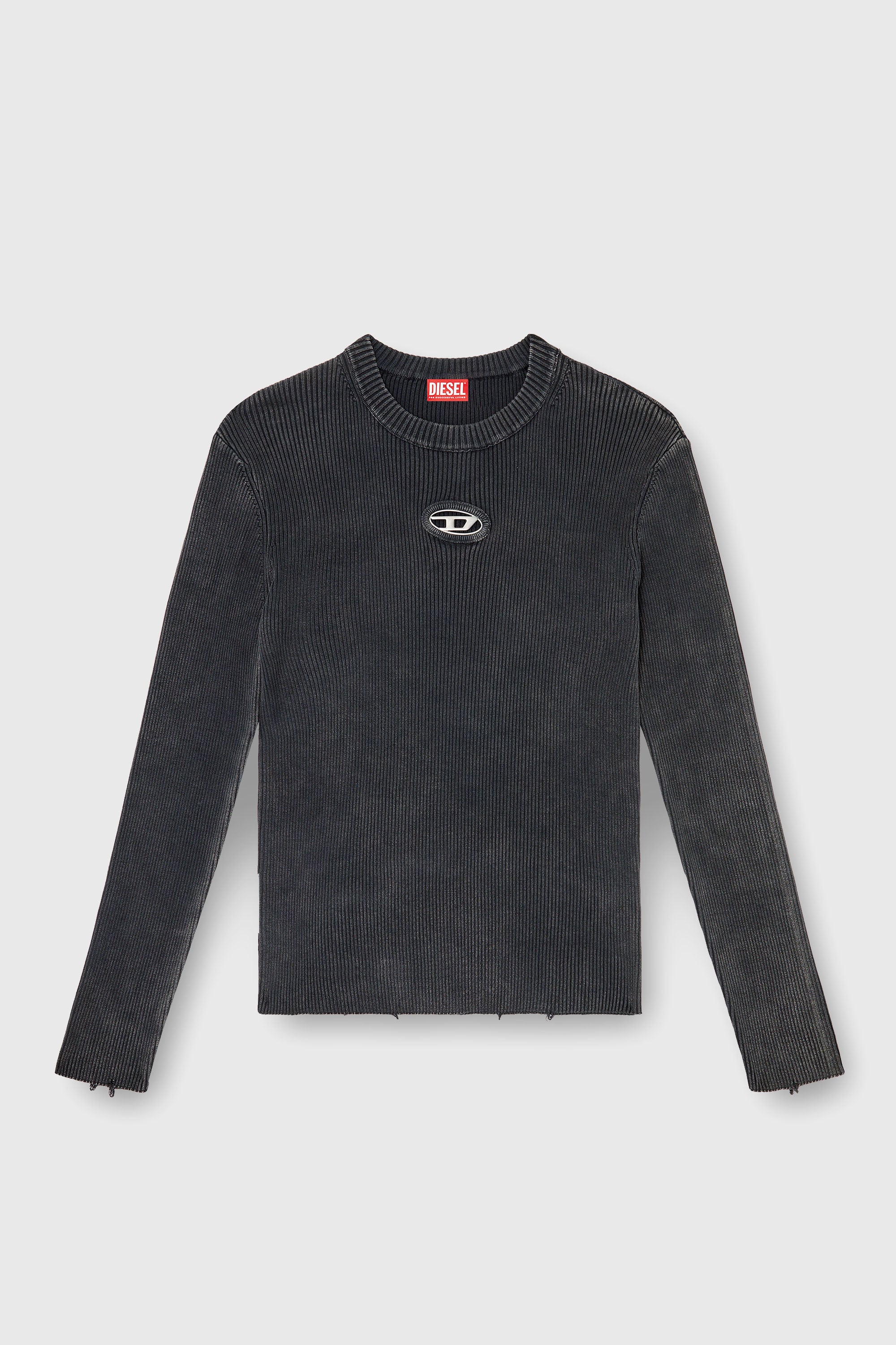 Diesel - K-DARIN-D, Jersey desgastado con logotipo recortado Hombre in Negro - 2