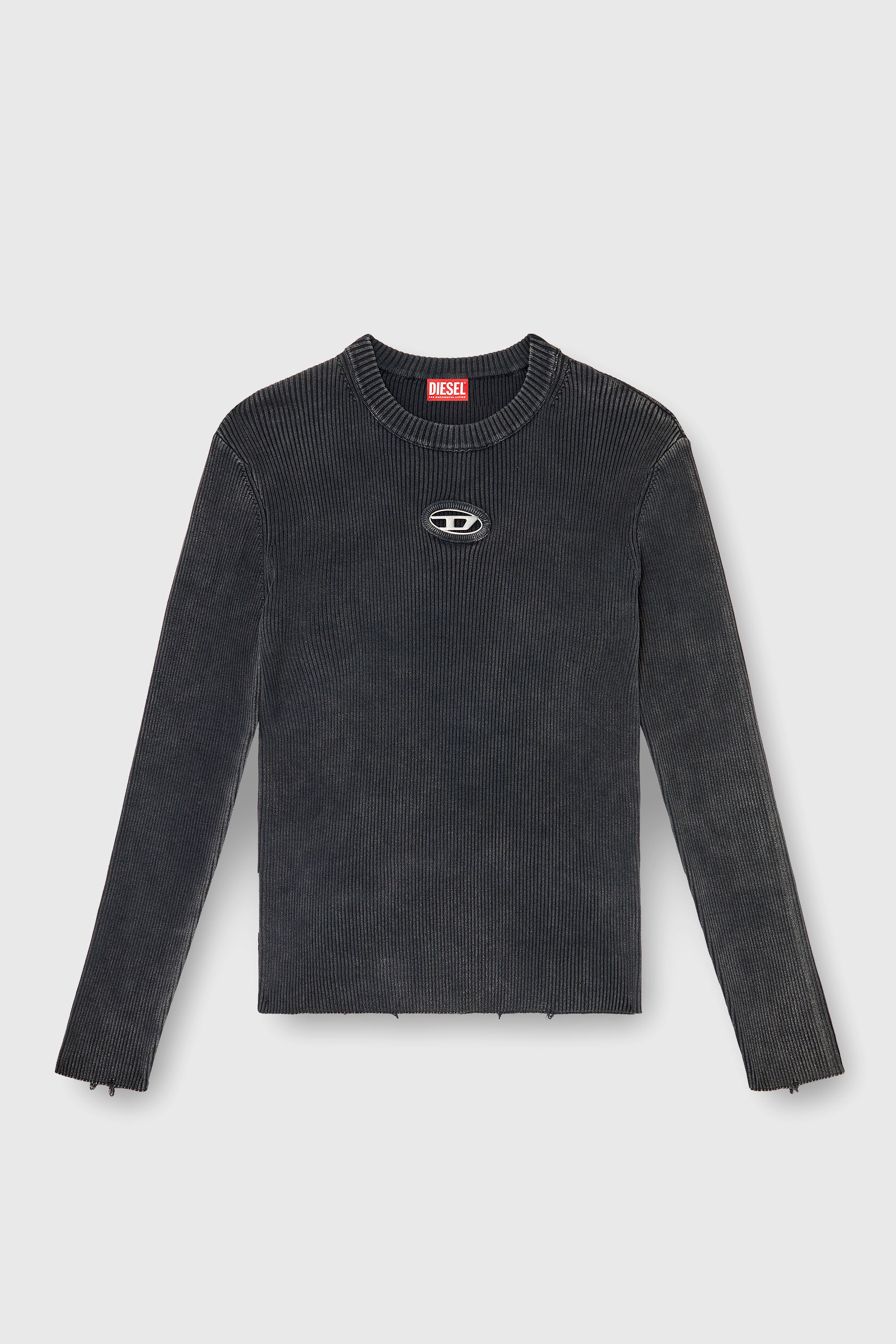 Diesel - K-DARIN-D, Jersey desgastado con logotipo recortado Hombre in Negro - 2