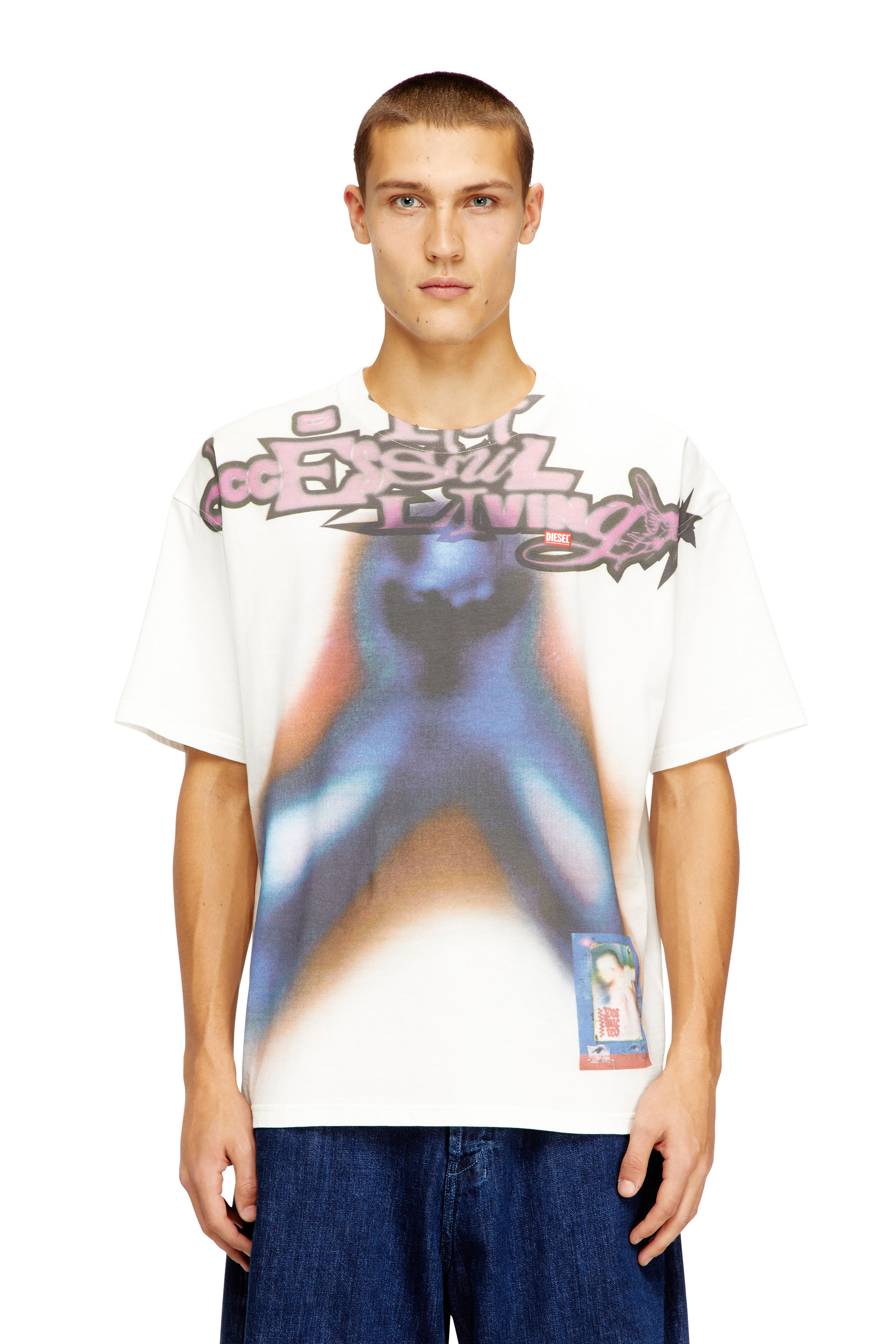 Diesel - T-BOXT-V13, Camiseta relajada de algodón con estampado digital Hombre in Multicolor - 1