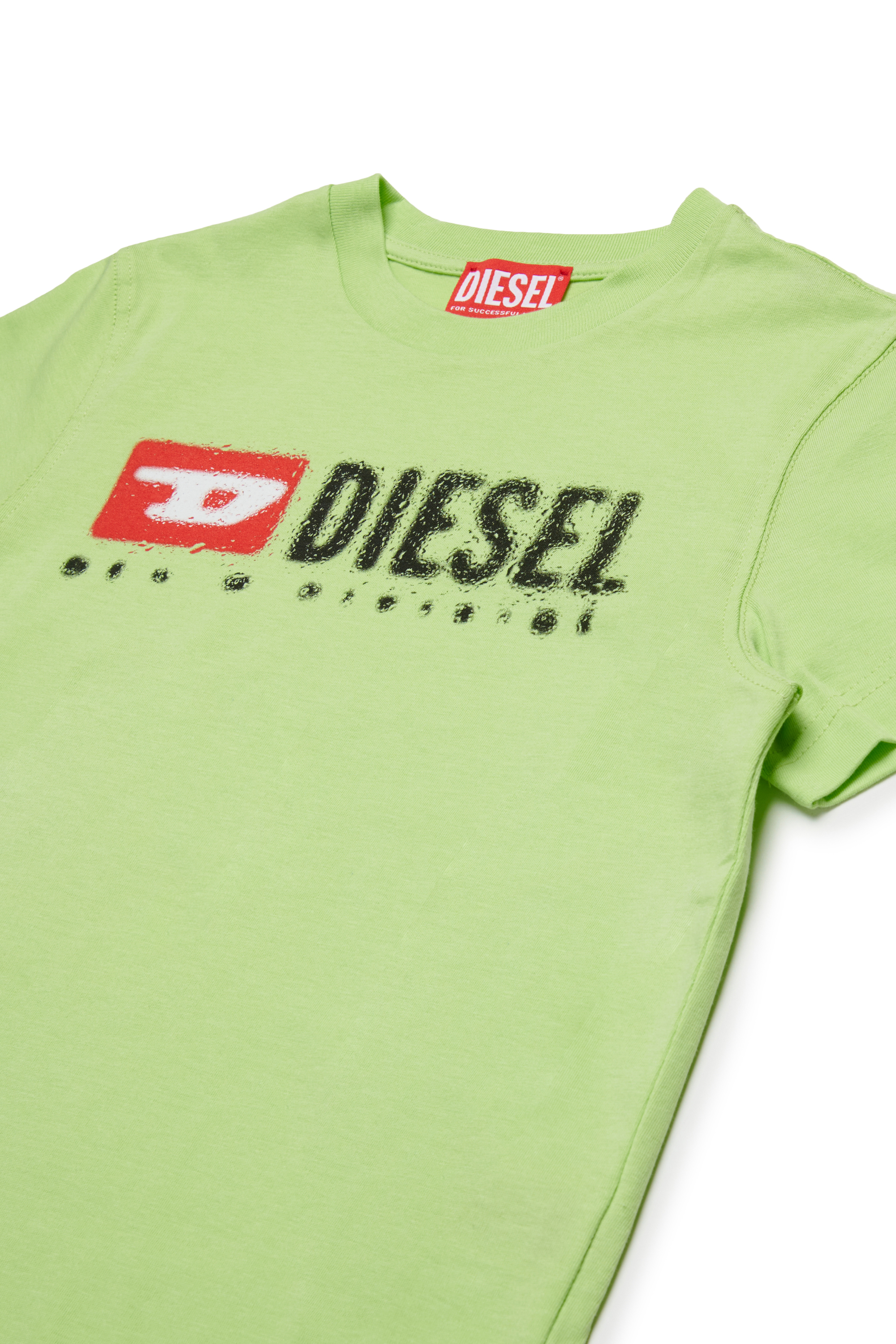Diesel - TADJUSTK14, Camiseta de algodón con logo estampado Hombre in Verde - 3