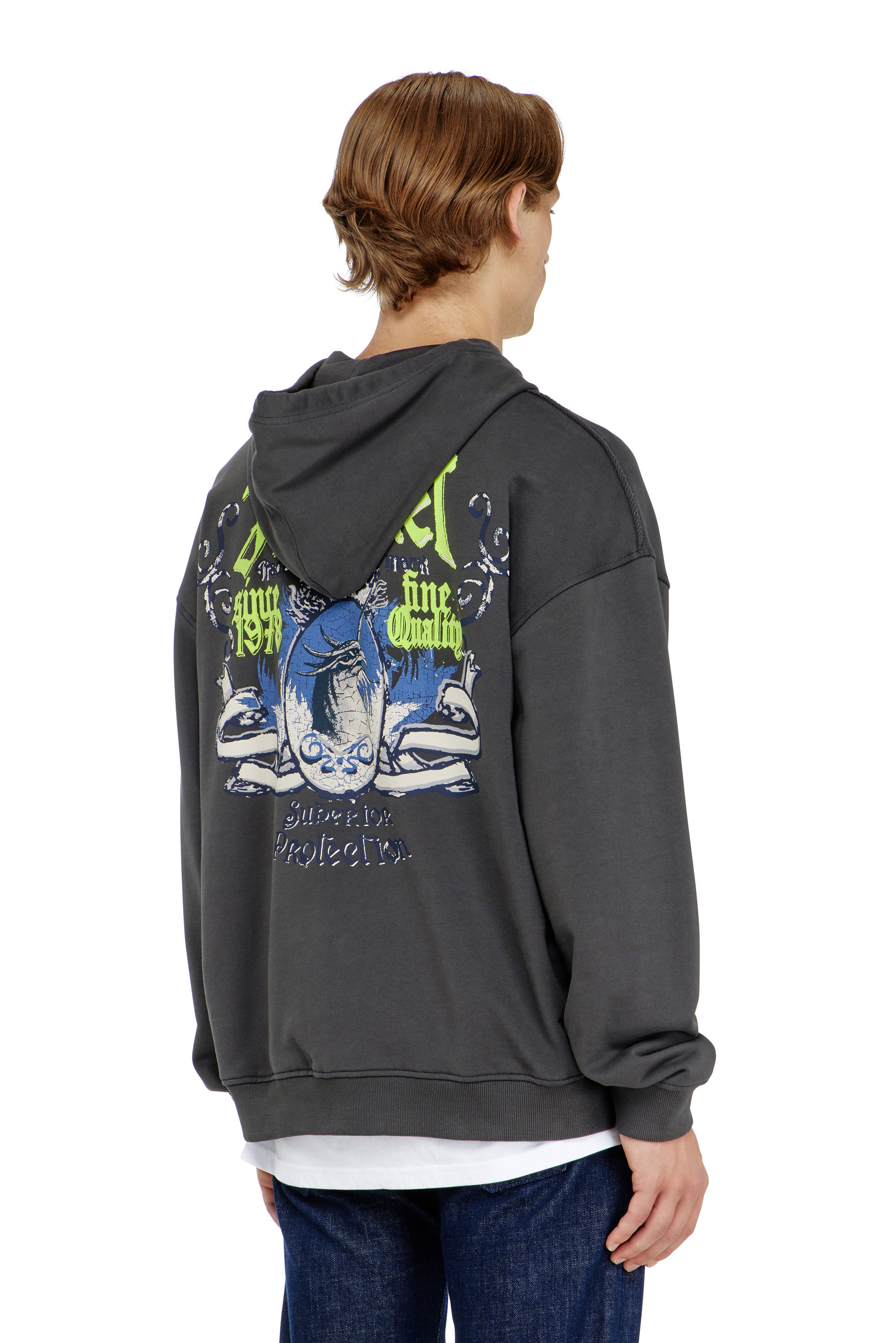 Diesel - S-BOXT-HOOD-AA2, Sudadera de algod&oacute;n con gr&aacute;ficos flocados Hombre in ToBeDefined - 4