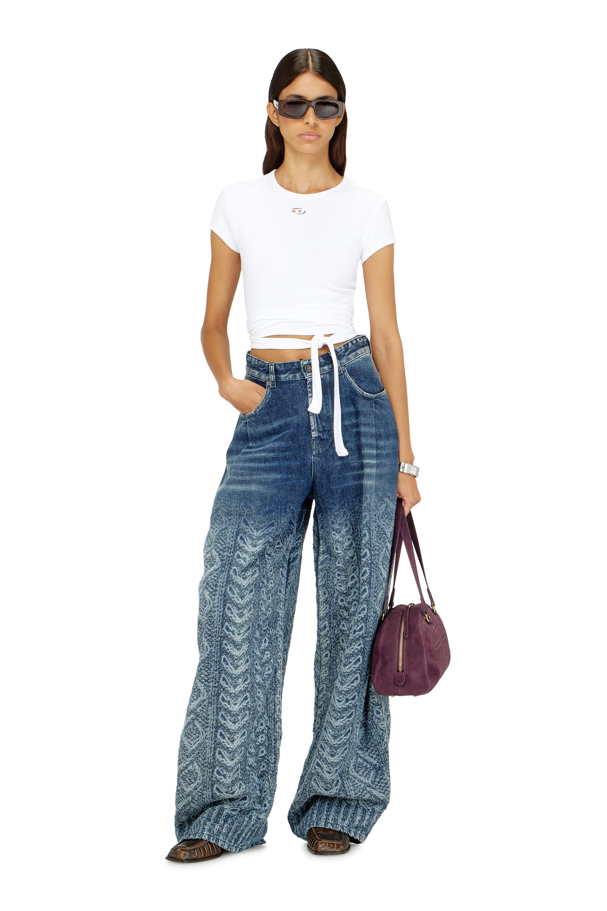 Diesel - T-BUNNY-TAIL-S1, Top de canal&eacute; con cordones envolventes Mujer in Blanco - 1