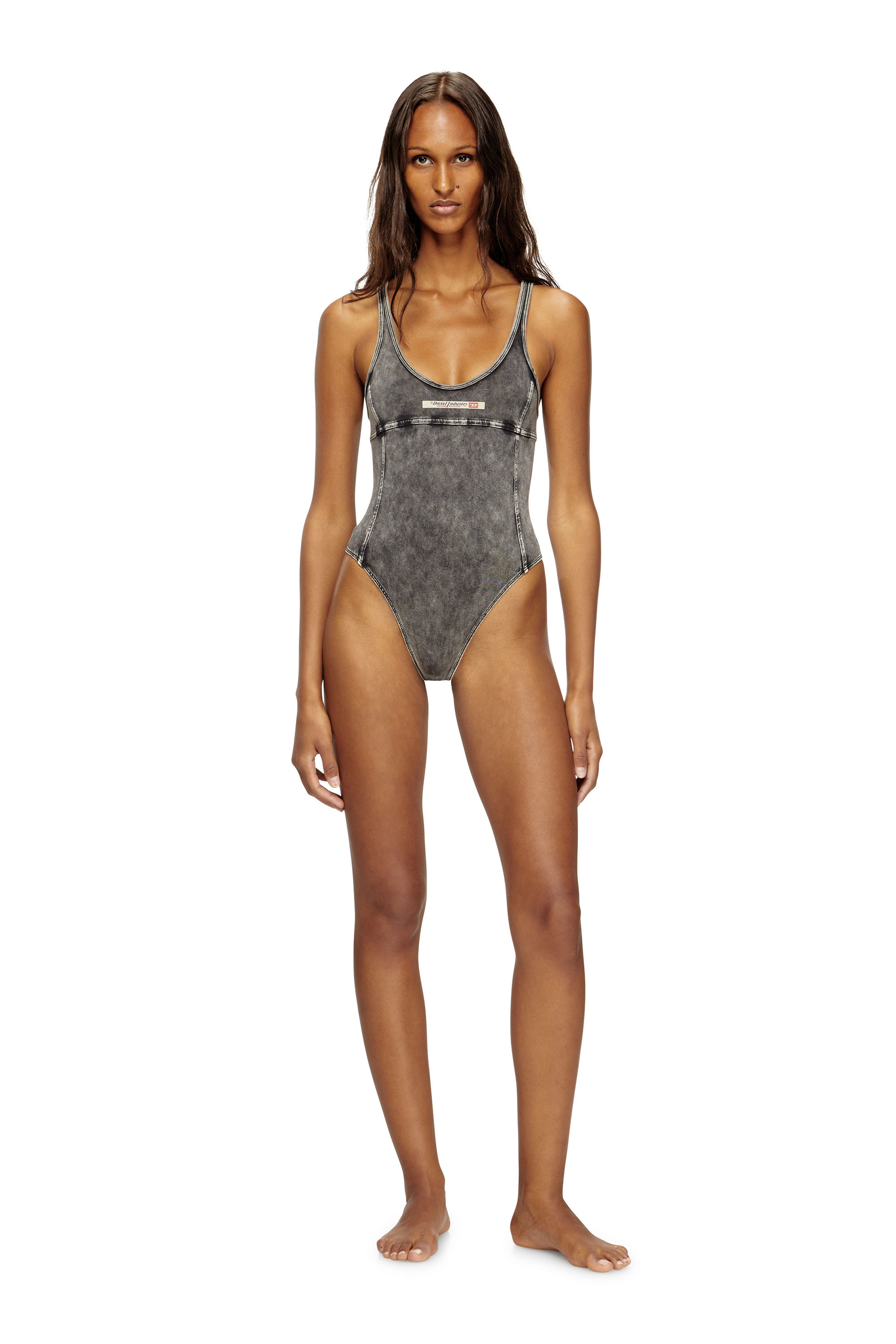Diesel - PHOEBE-DNM, Sujetador sin tirantes con logotipo grande Mujer in Gris - 2