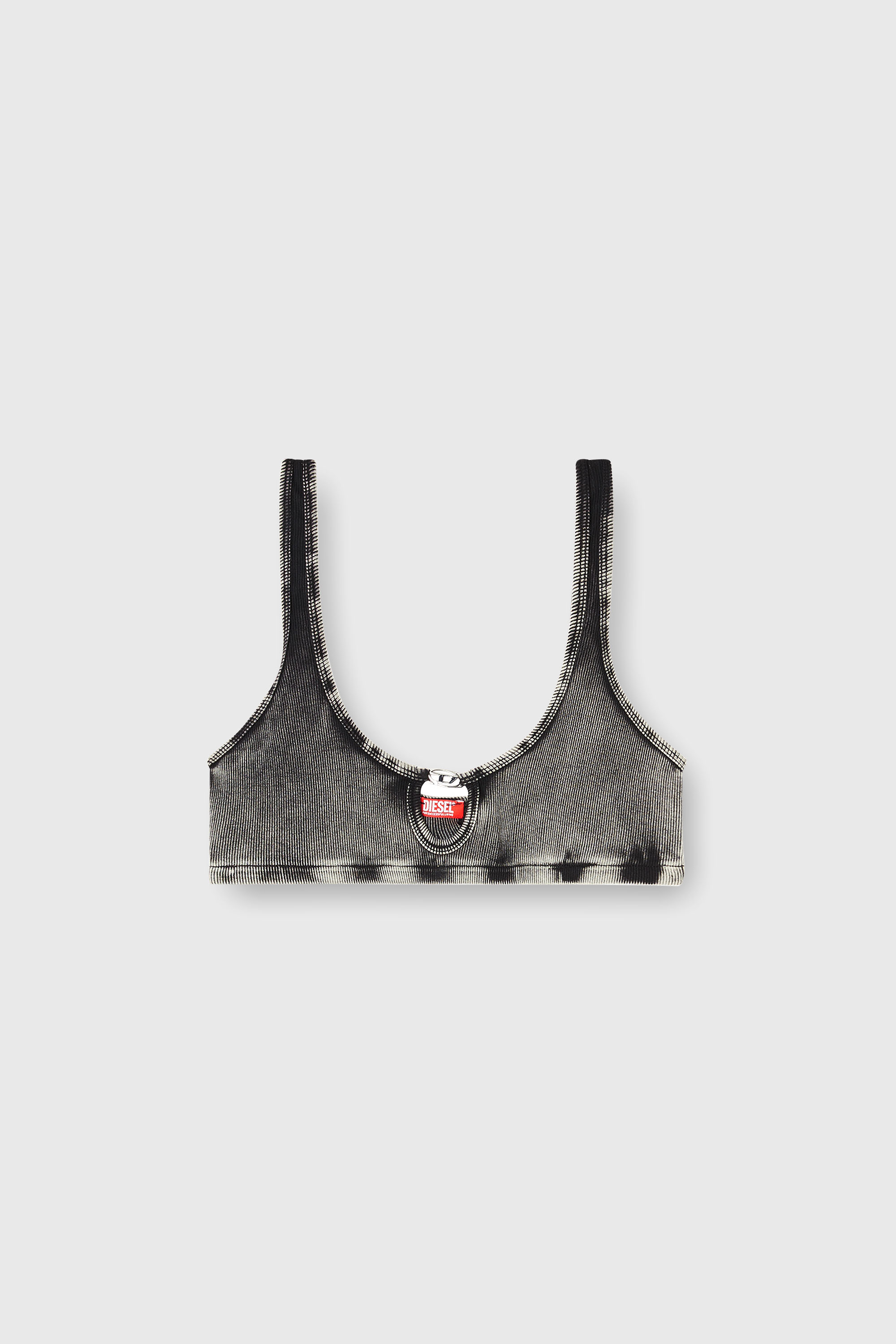 Diesel - FLORENCE-DNM, Bralette de canal&eacute; de algod&oacute;n con joya Oval D Mujer in Gris - 2