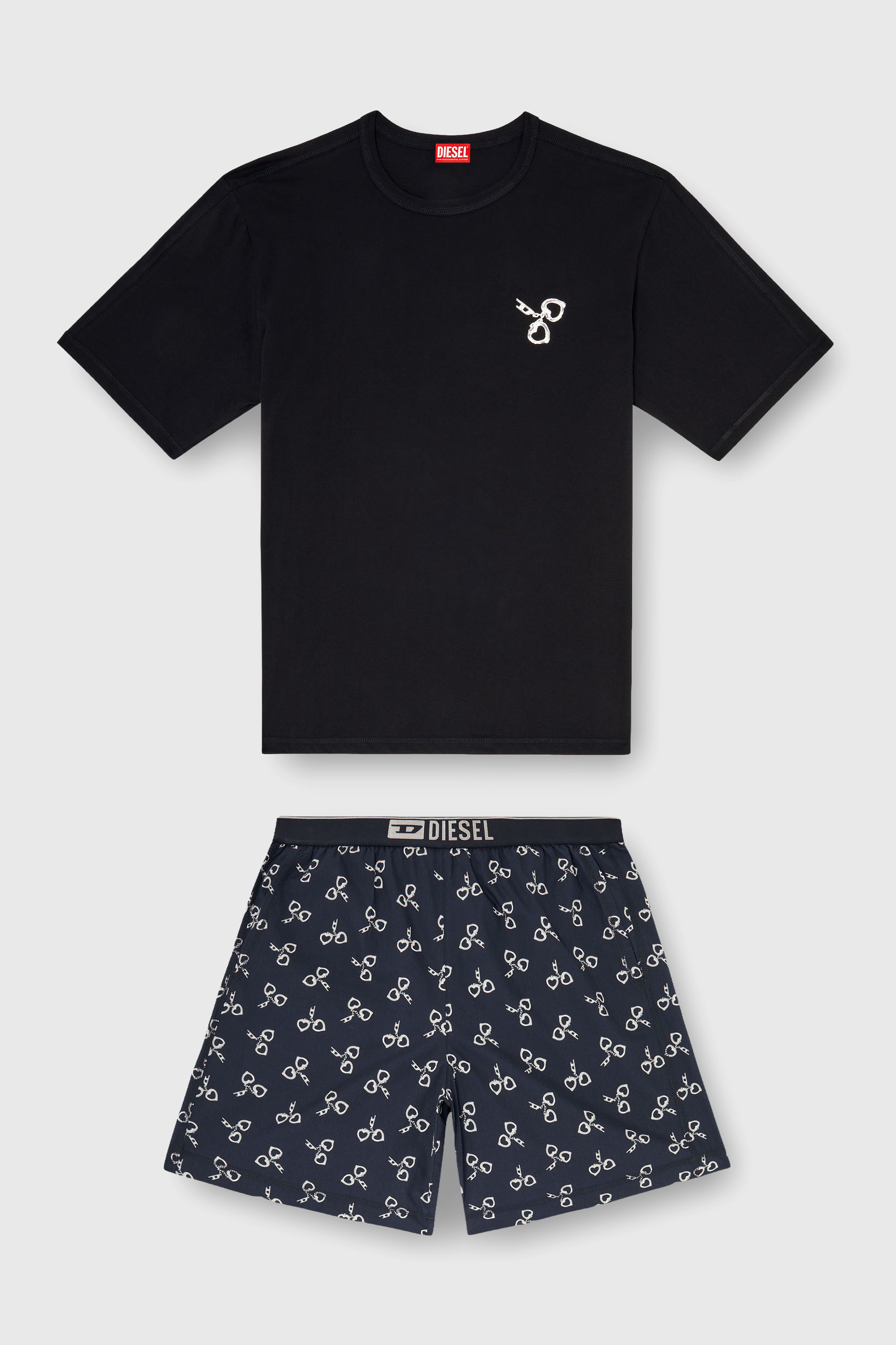 Diesel - KIT-JAMES-D-BOX, Pijama de algod&oacute;n con estampado de esposas Hombre in Negro - 2