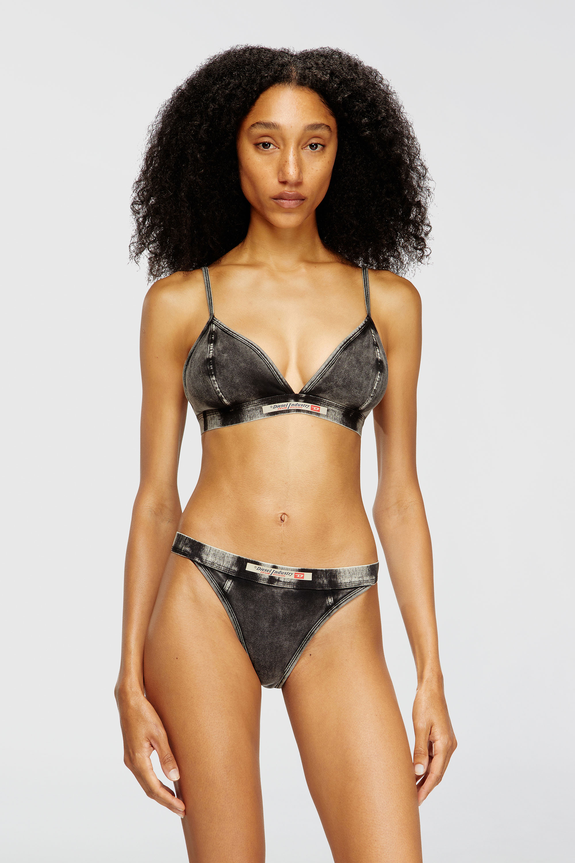 Diesel - SCILLA-DNM, Sujetador tri&aacute;ngulo efecto denim Mujer in Gris - 3