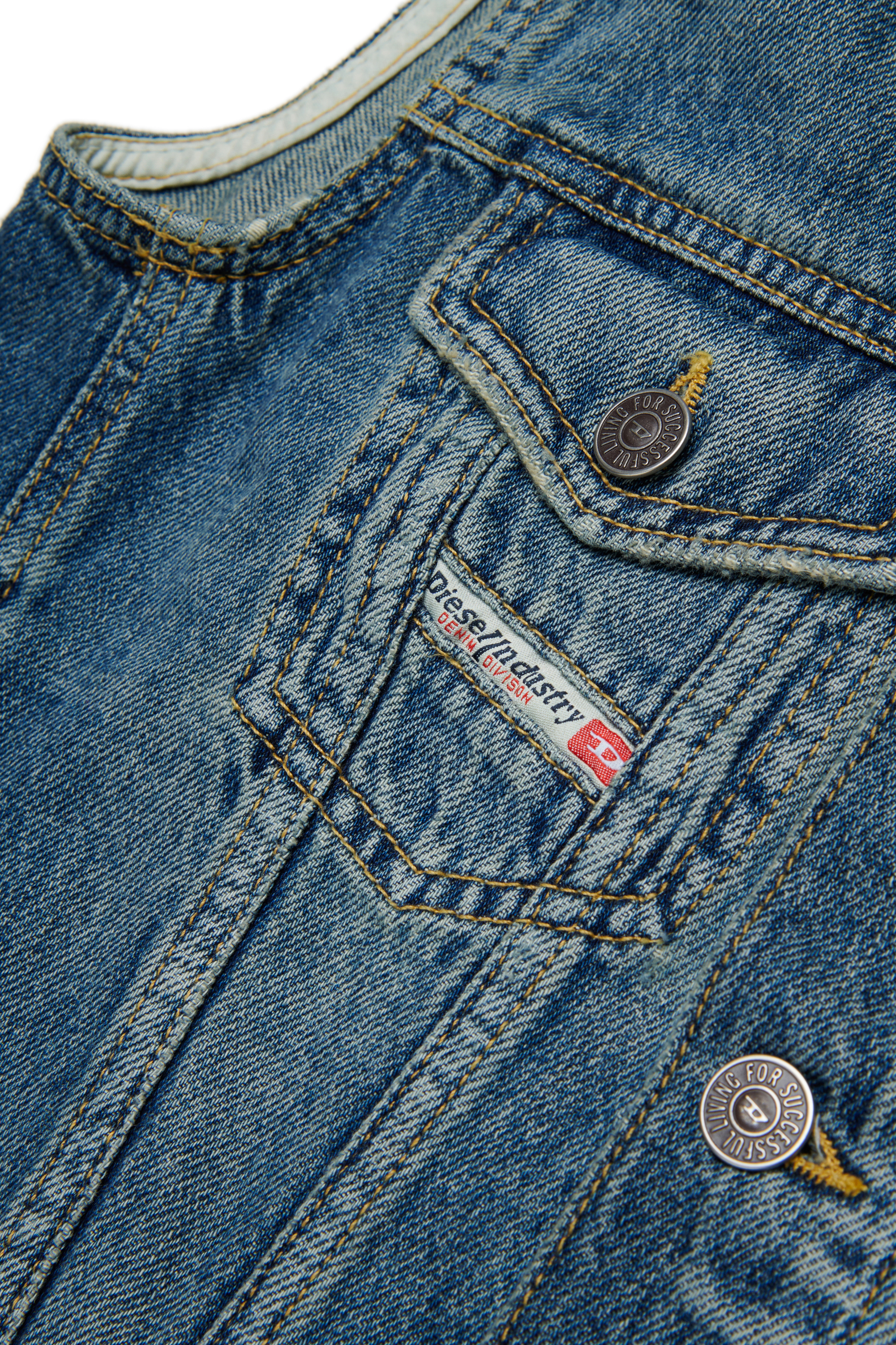 Diesel - JNHILL-OVER-SM, Chaleco de denim tratado con abrasiones Hombre in Azul marino - 4