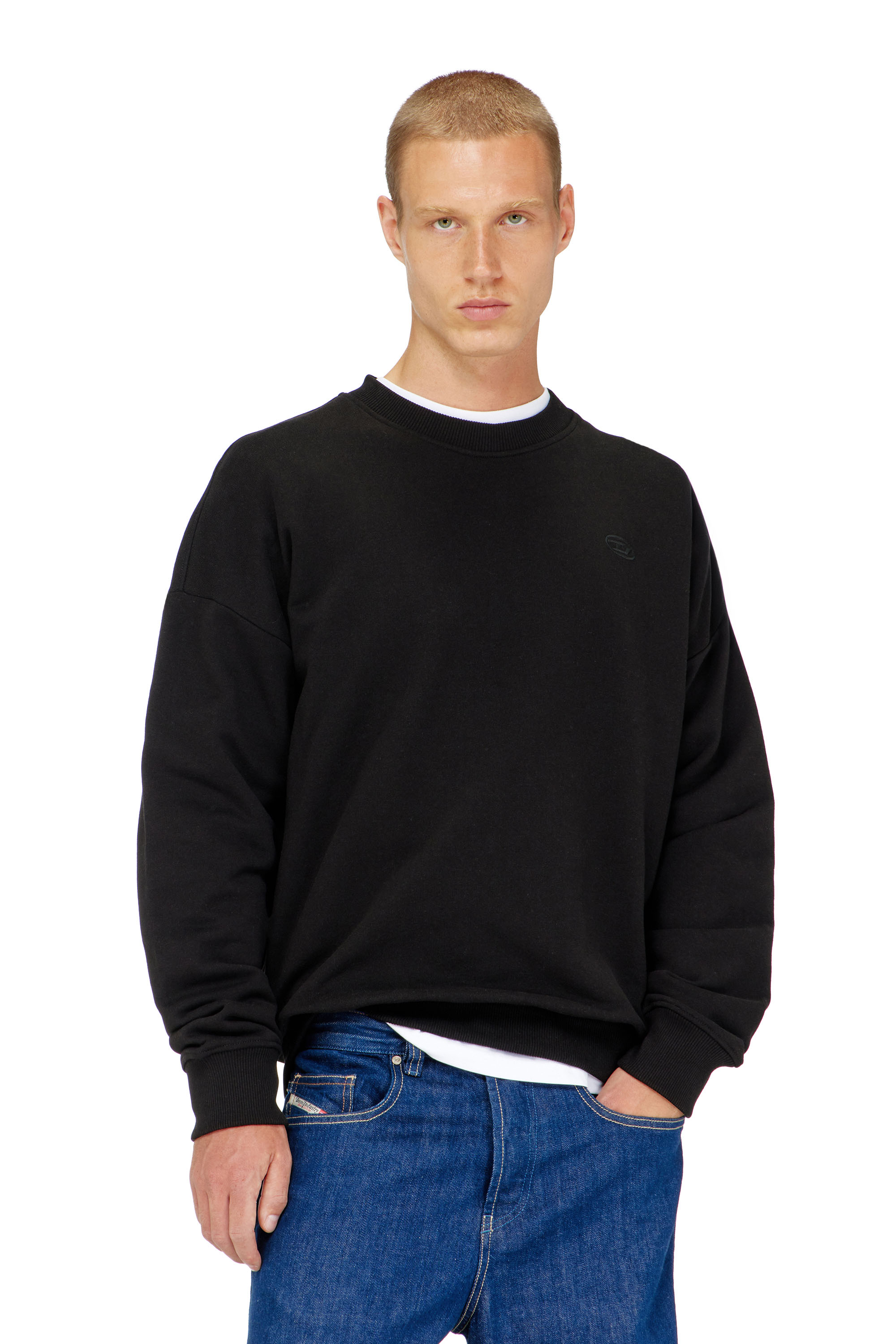 Diesel - S-ROB-MEGOVAL-D, Sudadera con logotipo bordado Hombre in Negro - 3