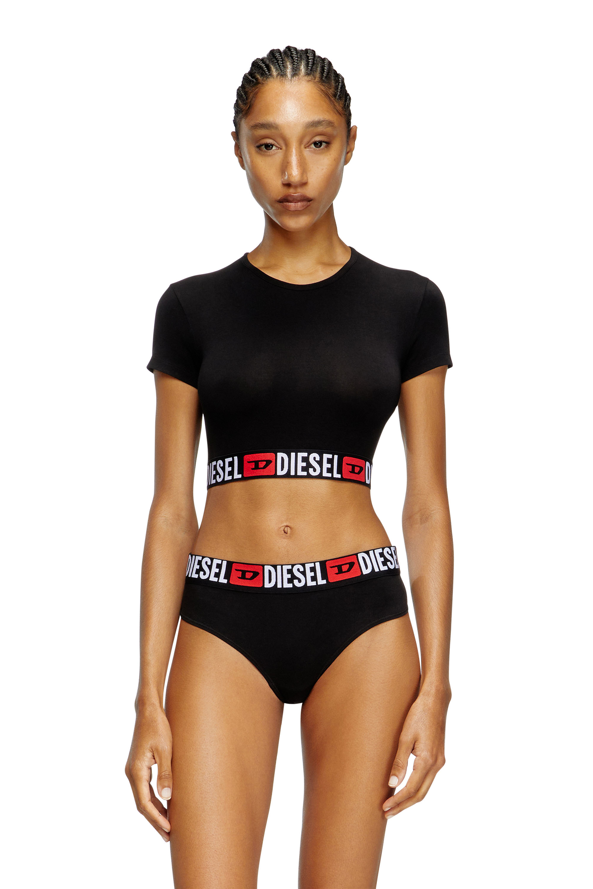 Diesel - IRMA-D-CORE, Top recortado con banda con el logotipo Mujer in Negro - 1