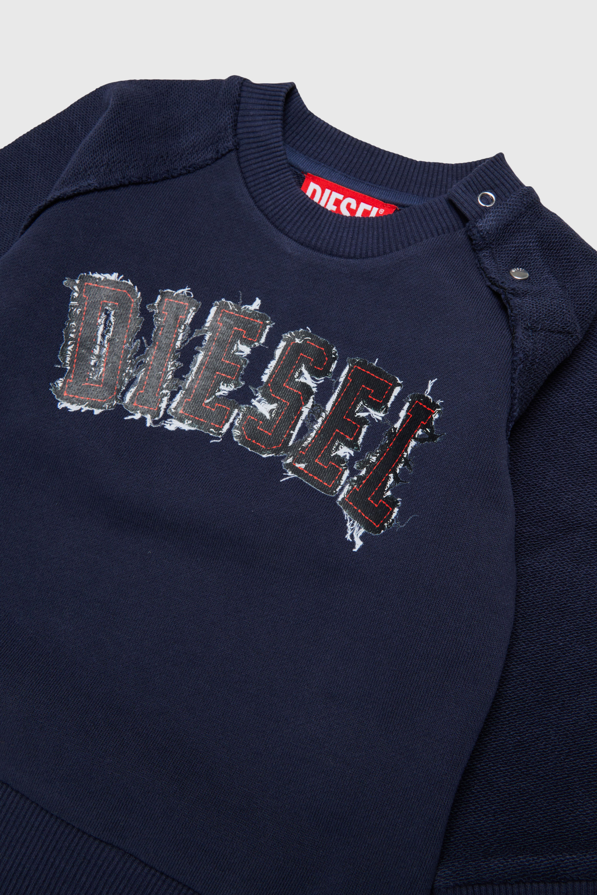Diesel - SEANSB, Sudadera de algod&oacute;n con logo efecto deshilachado Hombre in Azul marino - 3