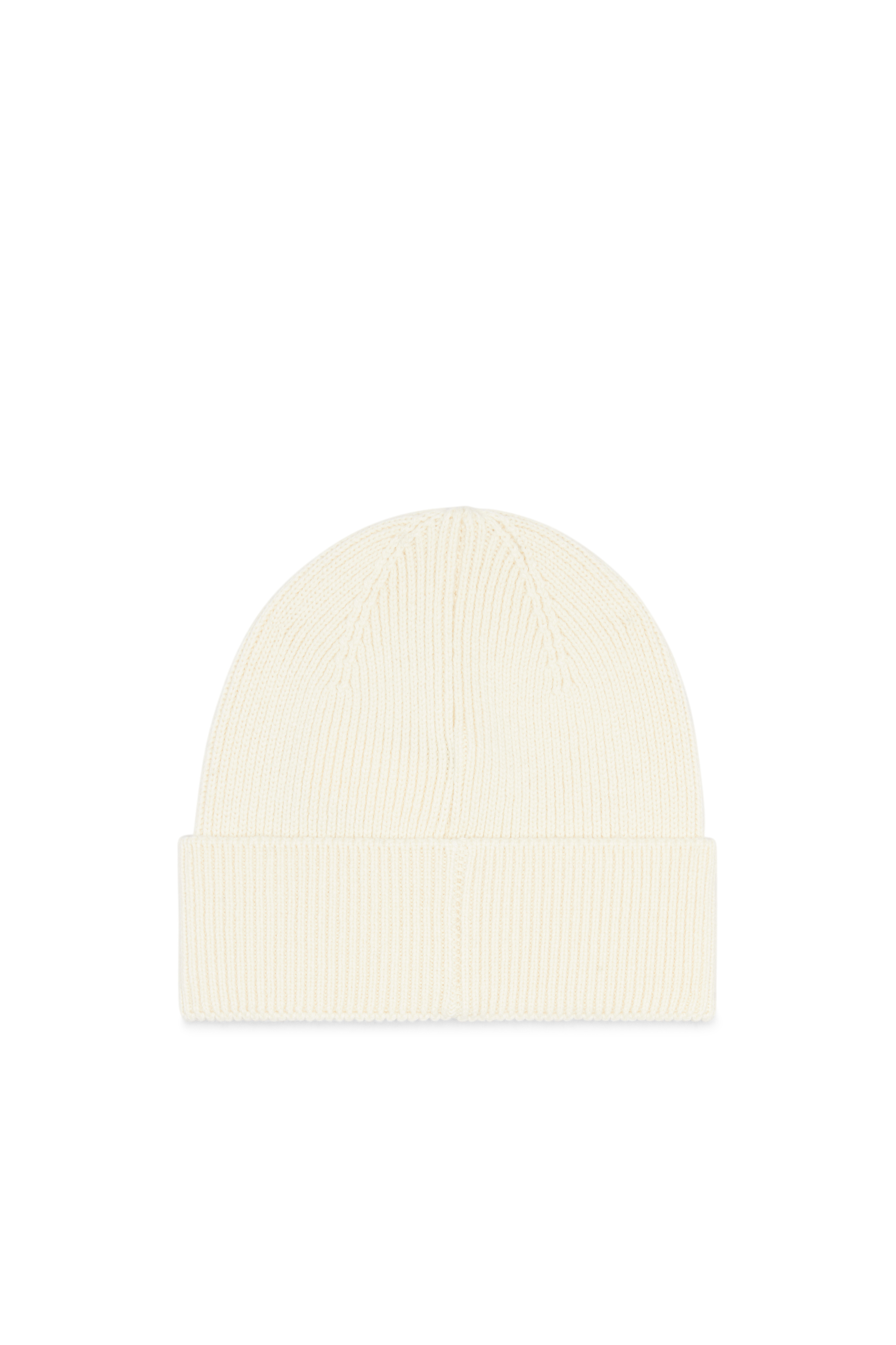 Diesel - K-CODER-FULLY B, Gorro en canalé con la D bordada Unisex in Blanco - 2