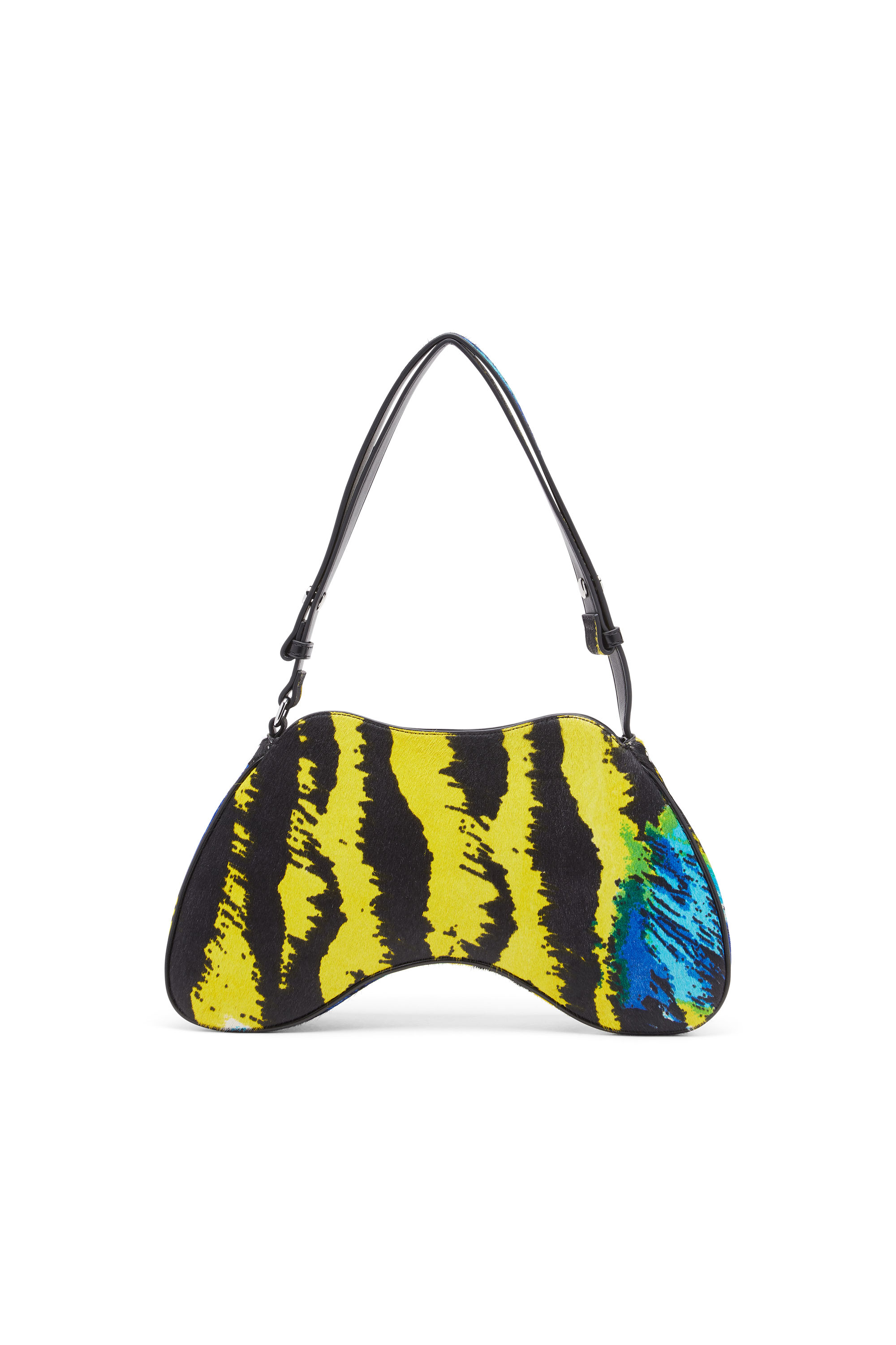 Diesel - PLAY SHOULDER, Woman's Play-Borsa a spalla in cavallino tigrato in Yellow/Blue - 2