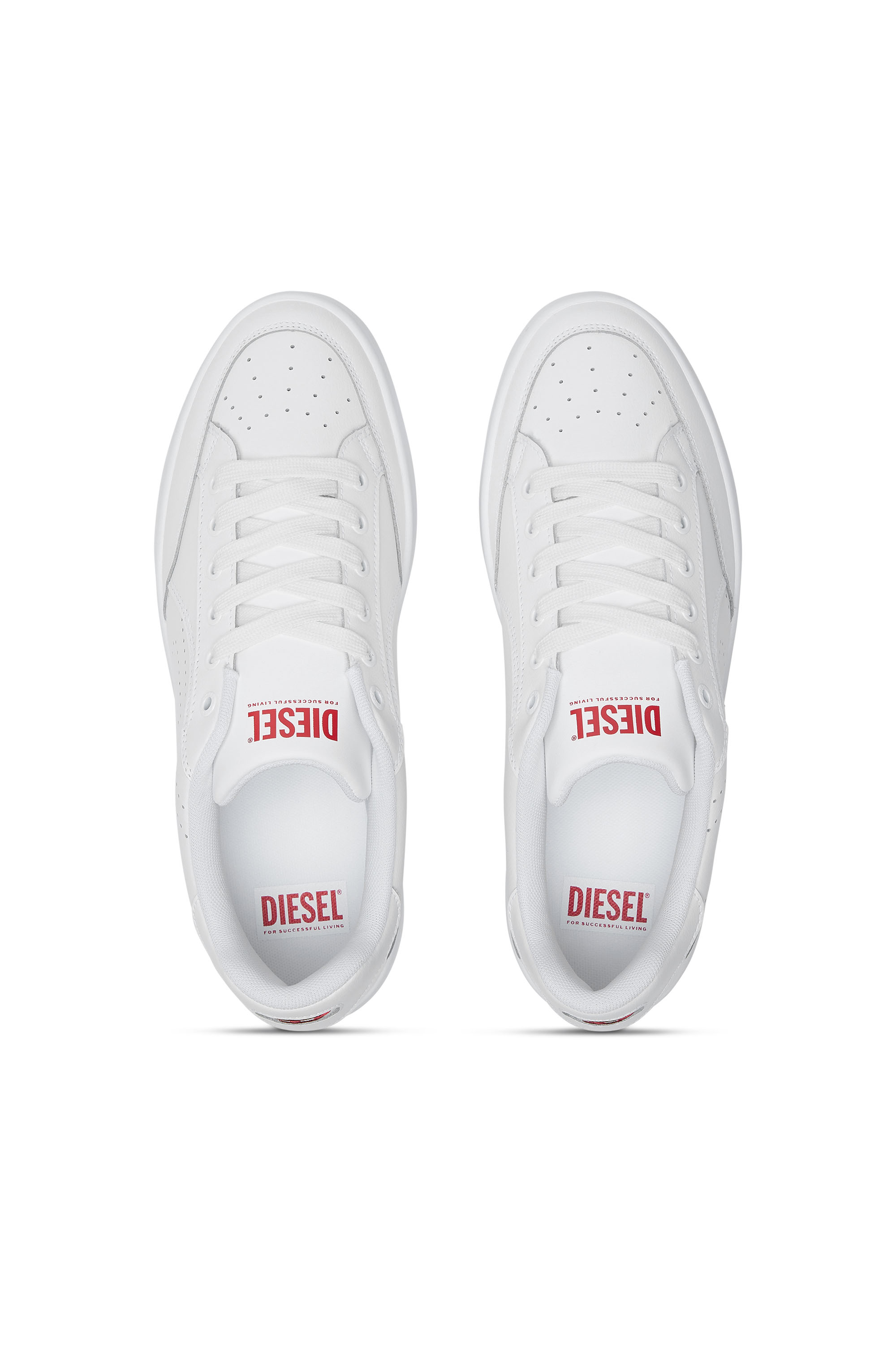 Diesel - S-DAKOTA LOW W, Deportivas de cuero con logotipo perforado Mujer in Blanco - 5