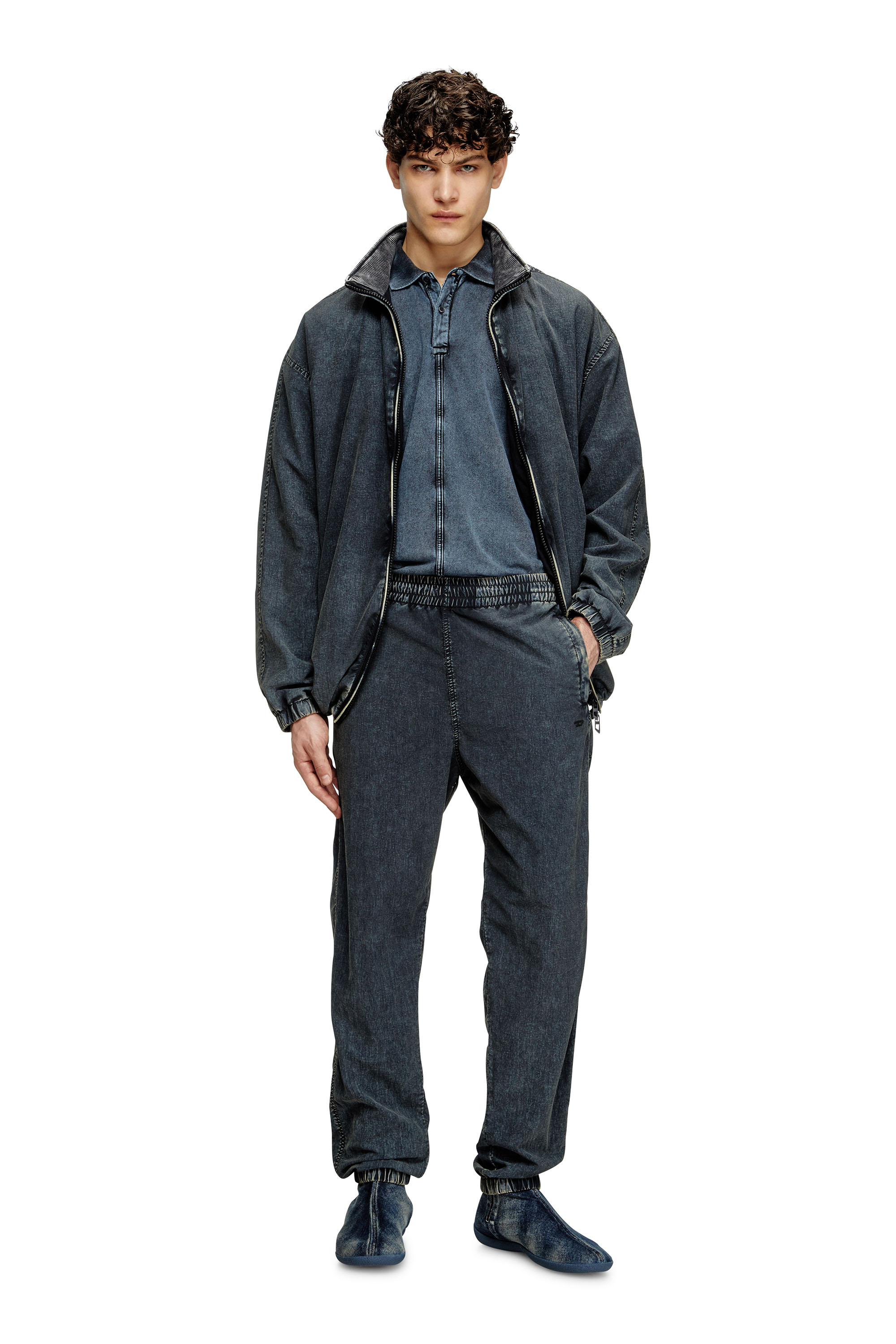 Diesel - T-NOMELY, Polo de tejido con aspecto denim Hombre in Azul marino - 2