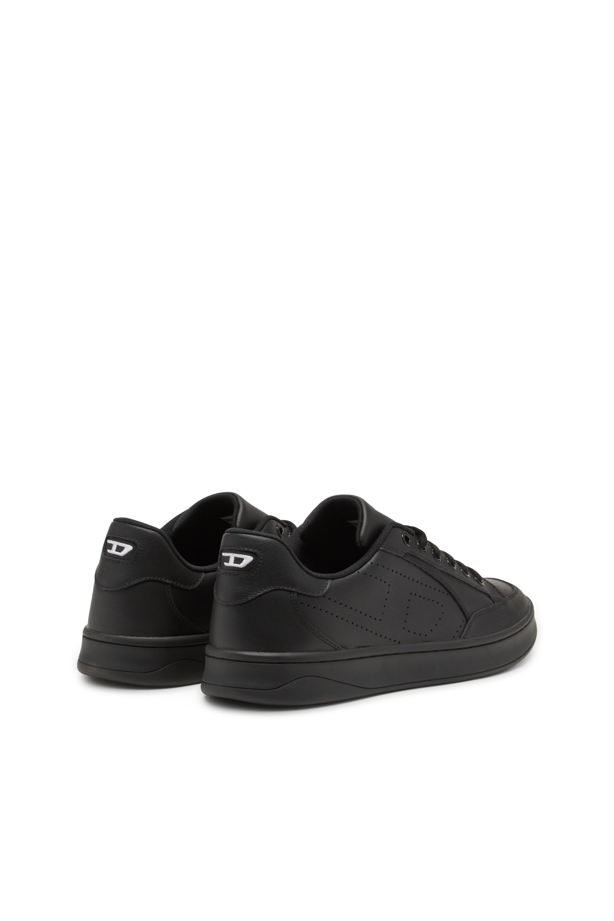 Diesel - S-DAKOTA LOW, Deportivas de cuero con logotipo perforado Hombre in Negro - 3