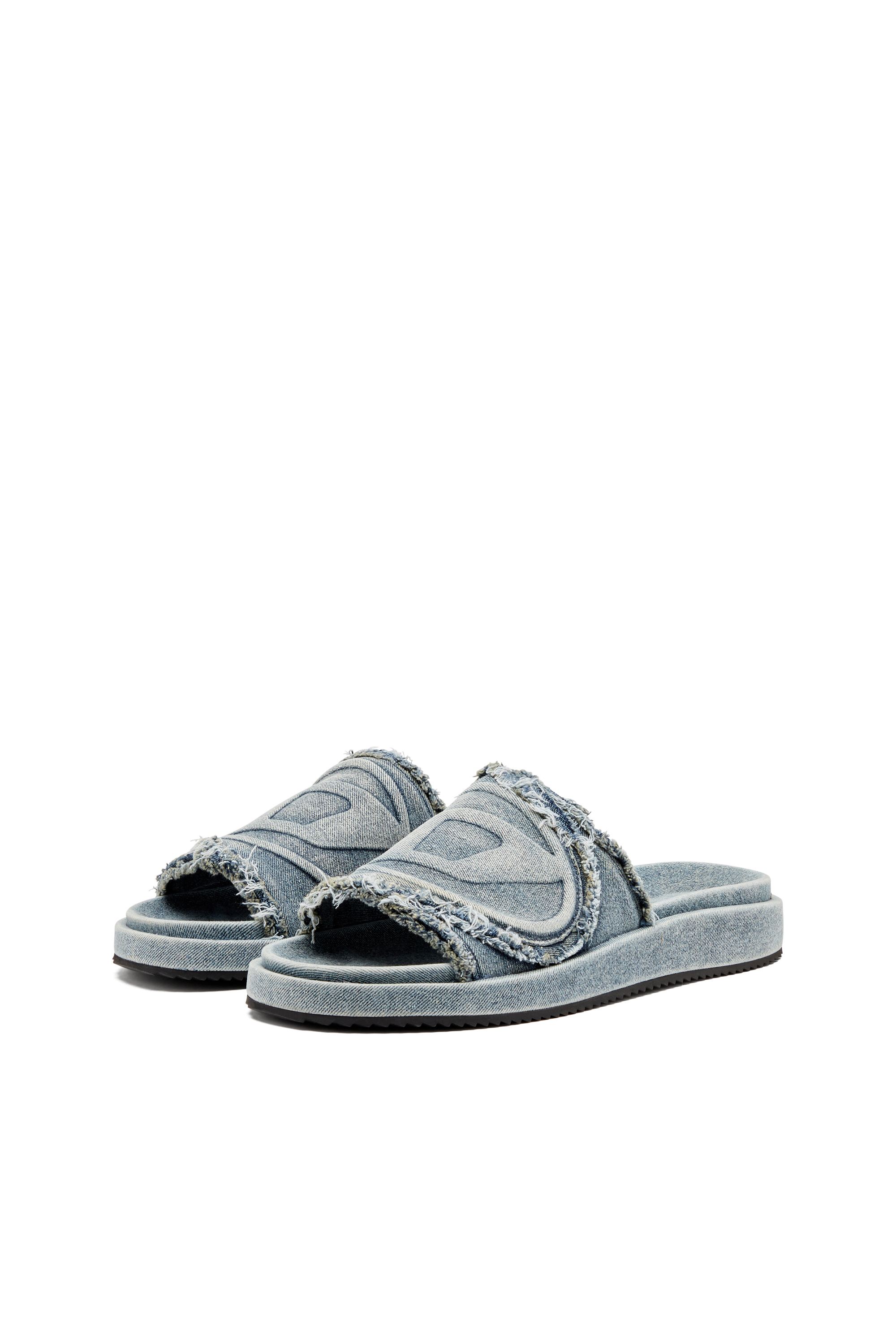 Diesel - SA-SLIDE D OVAL, Chanclas de denim desgastado Unisex in Azul marino - 8