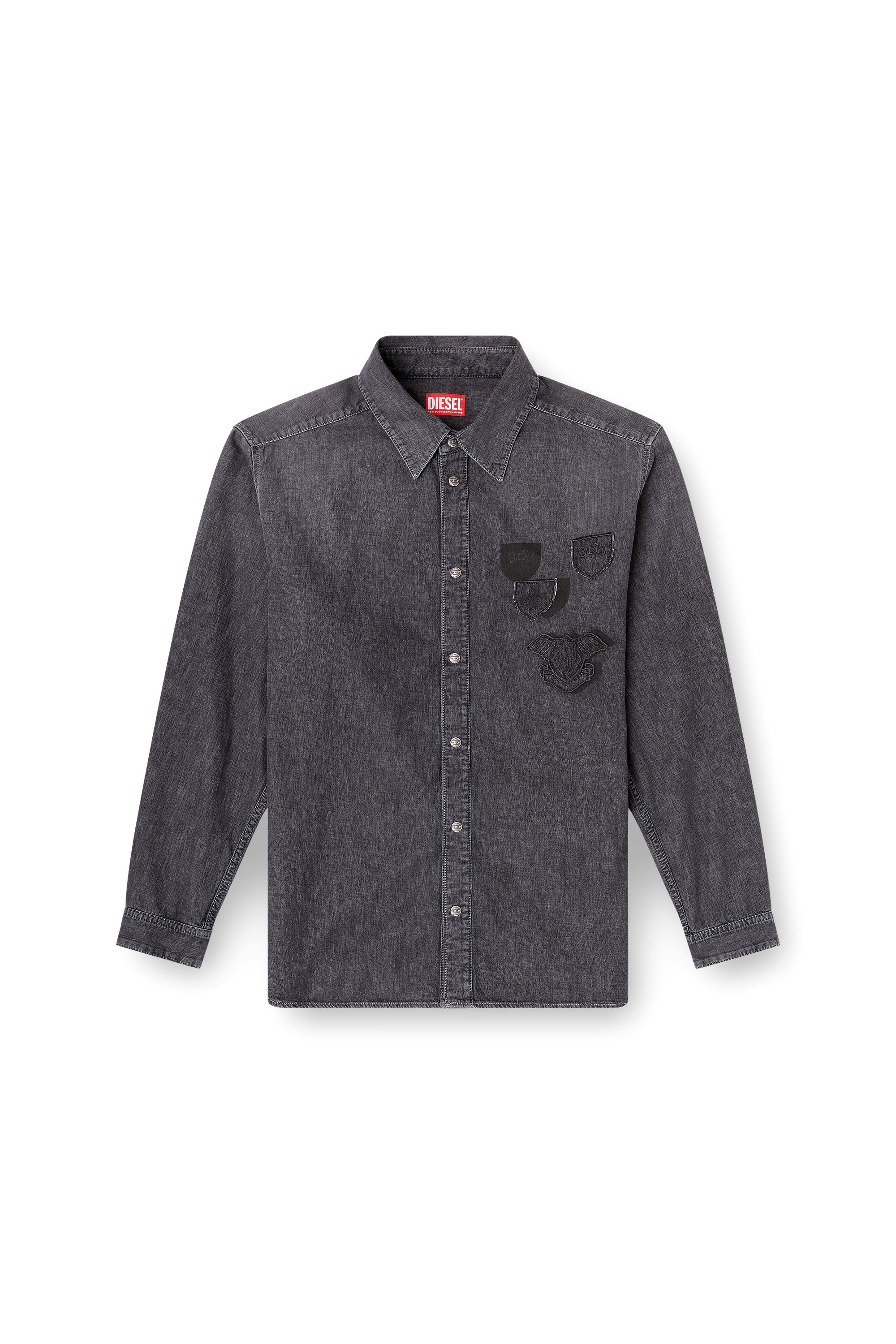 Diesel - D-SIMPLY-S15, Camisa vaquera con bordado en la espalda Hombre in Gris - 2
