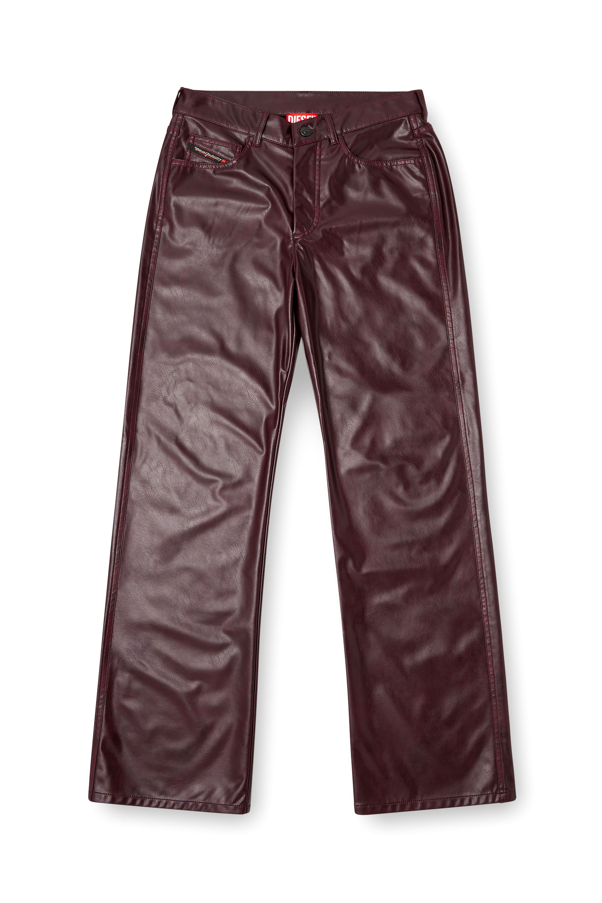 Diesel - FR-P-LAIN, Pantalones burgundy en tejido recubierto Mujer in Rojo - 3