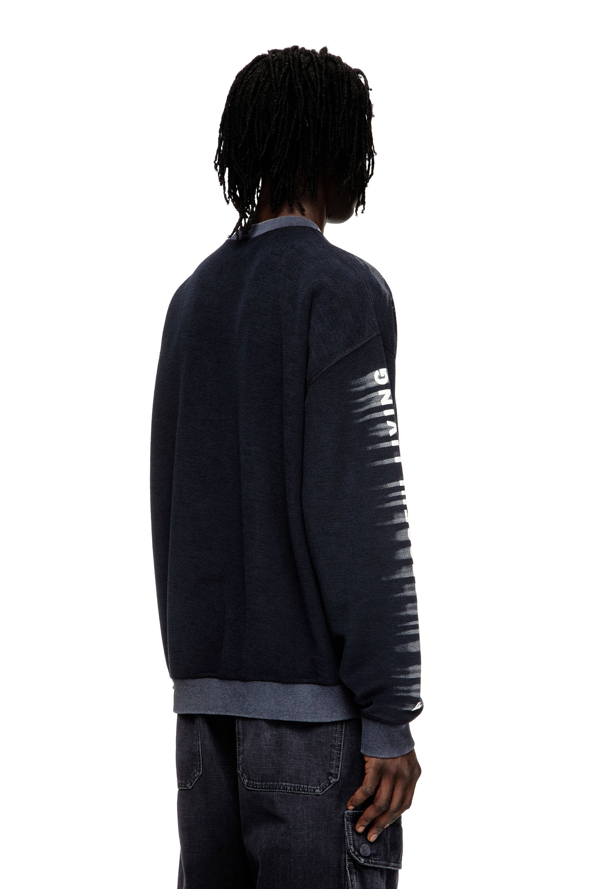 Diesel - S-BOXT-T1, Sudadera de algodón con estampado Oval D Hombre in Azul marino - 4