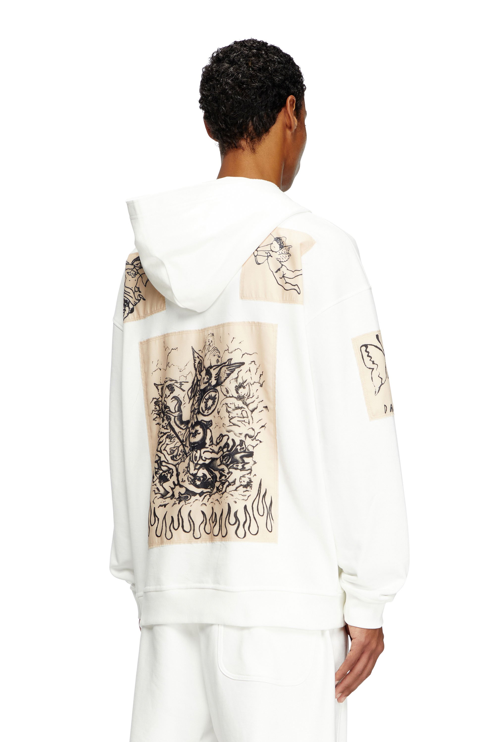 Diesel - S-BOXT-HOOD-DD, Sudadera con capucha y parches de tatuaje Unisex in Blanco - 4