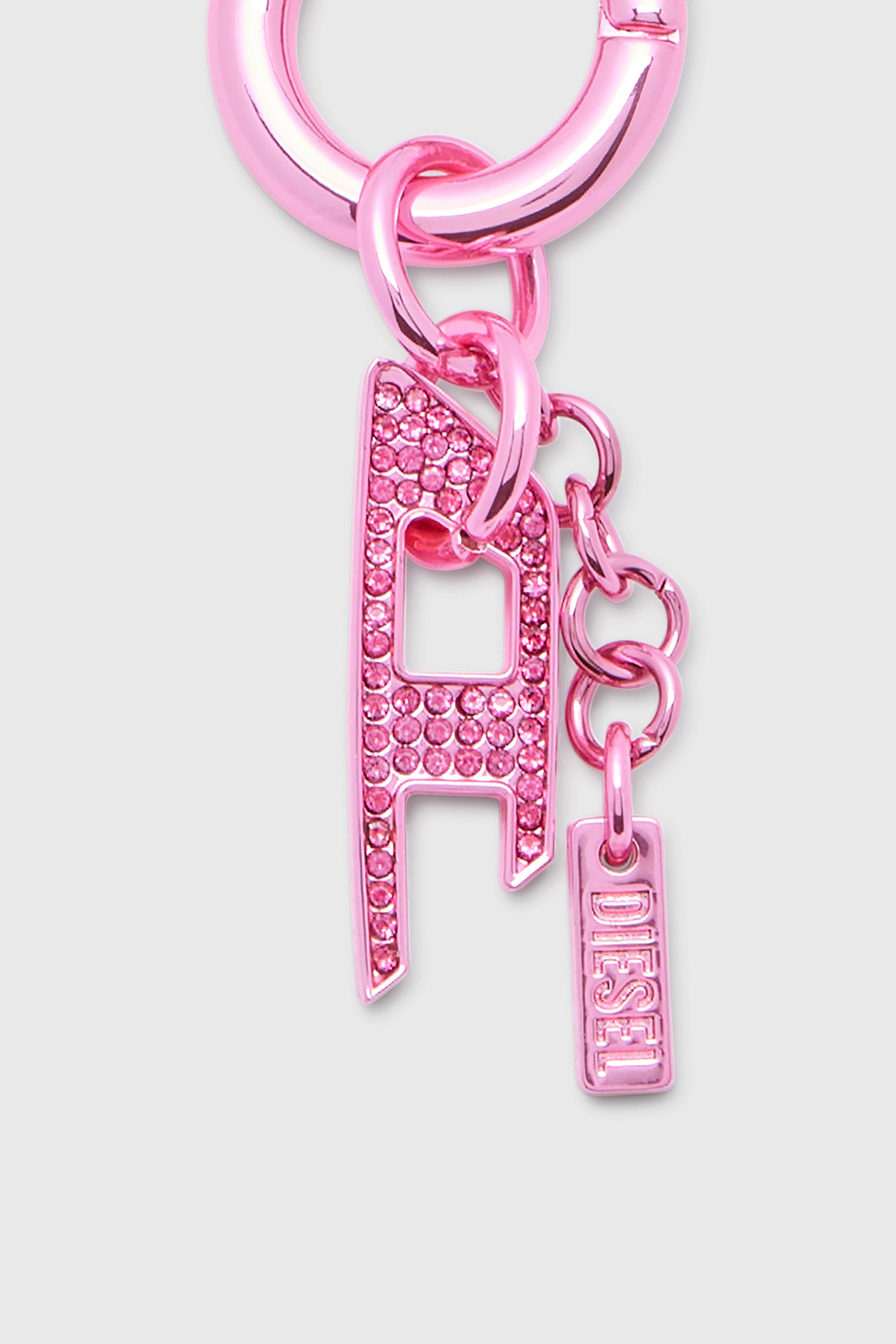 Diesel - CHARM-D, Charm met&aacute;lico con colgante D de strass Unisex in Rosa - 2